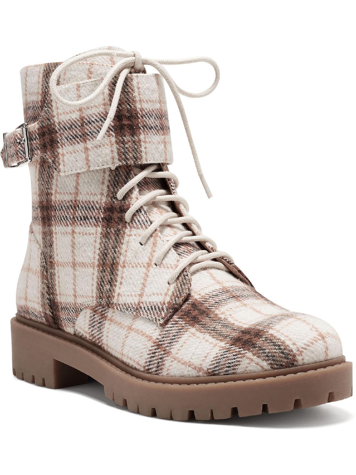 Jessica Simpson Karia 2 Plaid Ankle Combat & Lace-up Boots in Natural ...