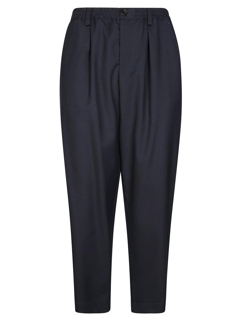 パンツ Marni Relaxed-Fit Straight Leg Trousers Black wool straight-leg trousers with Marni Mending logo | Marni