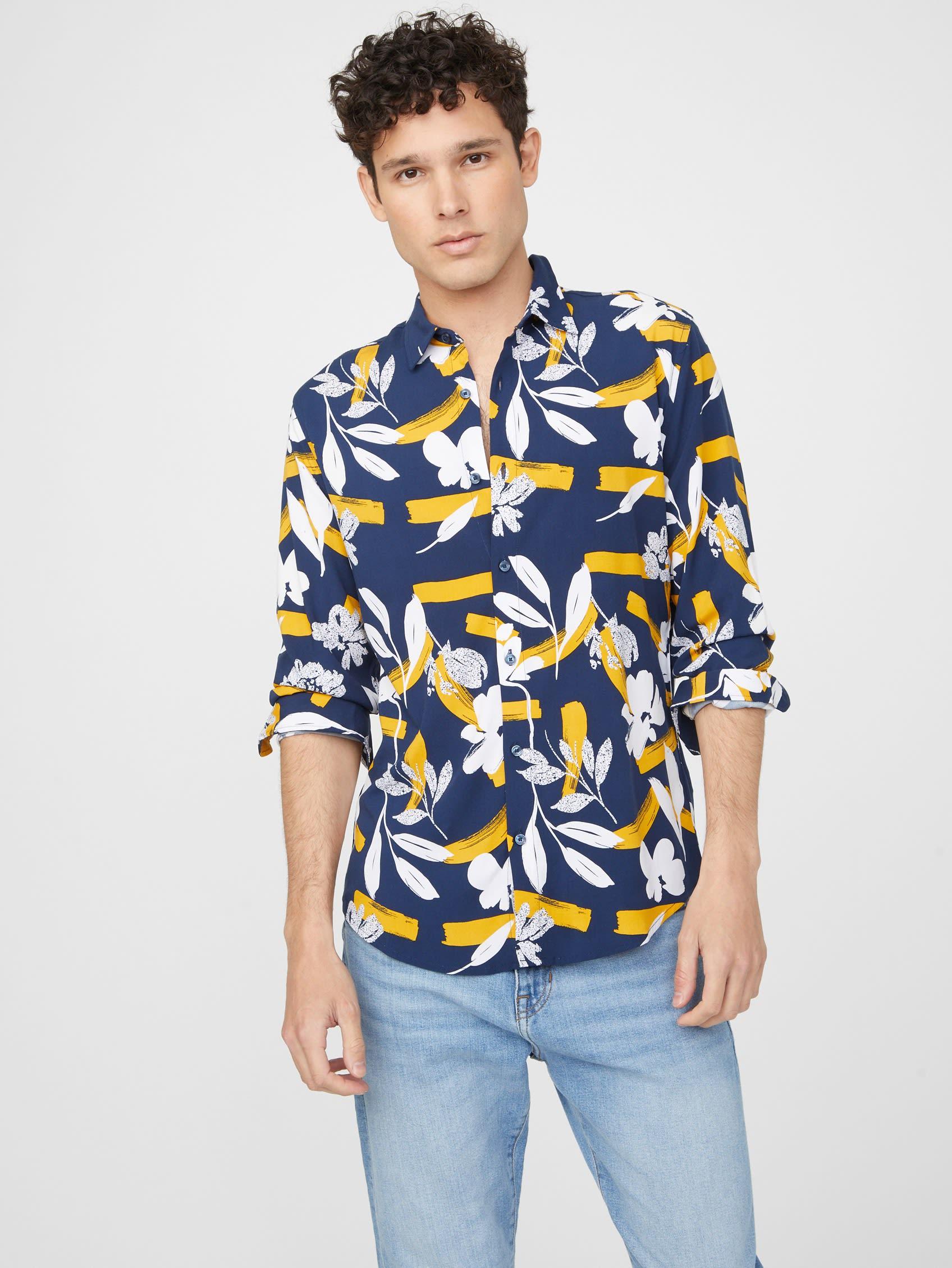 Guess Factory Oxley Printed Shirt in Blue for Men Lyst