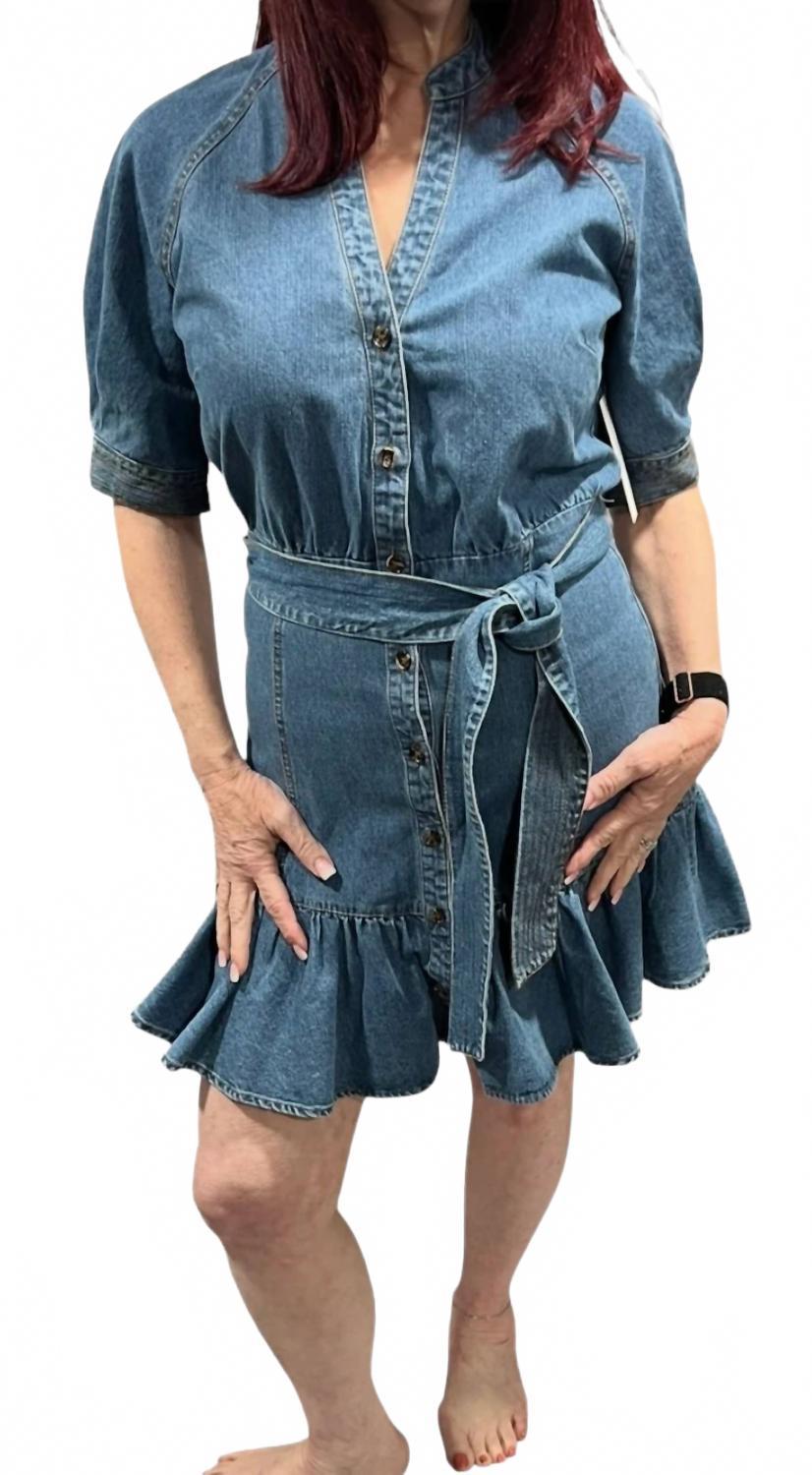 white christmas dresses Washed Denim Striped Dress Small