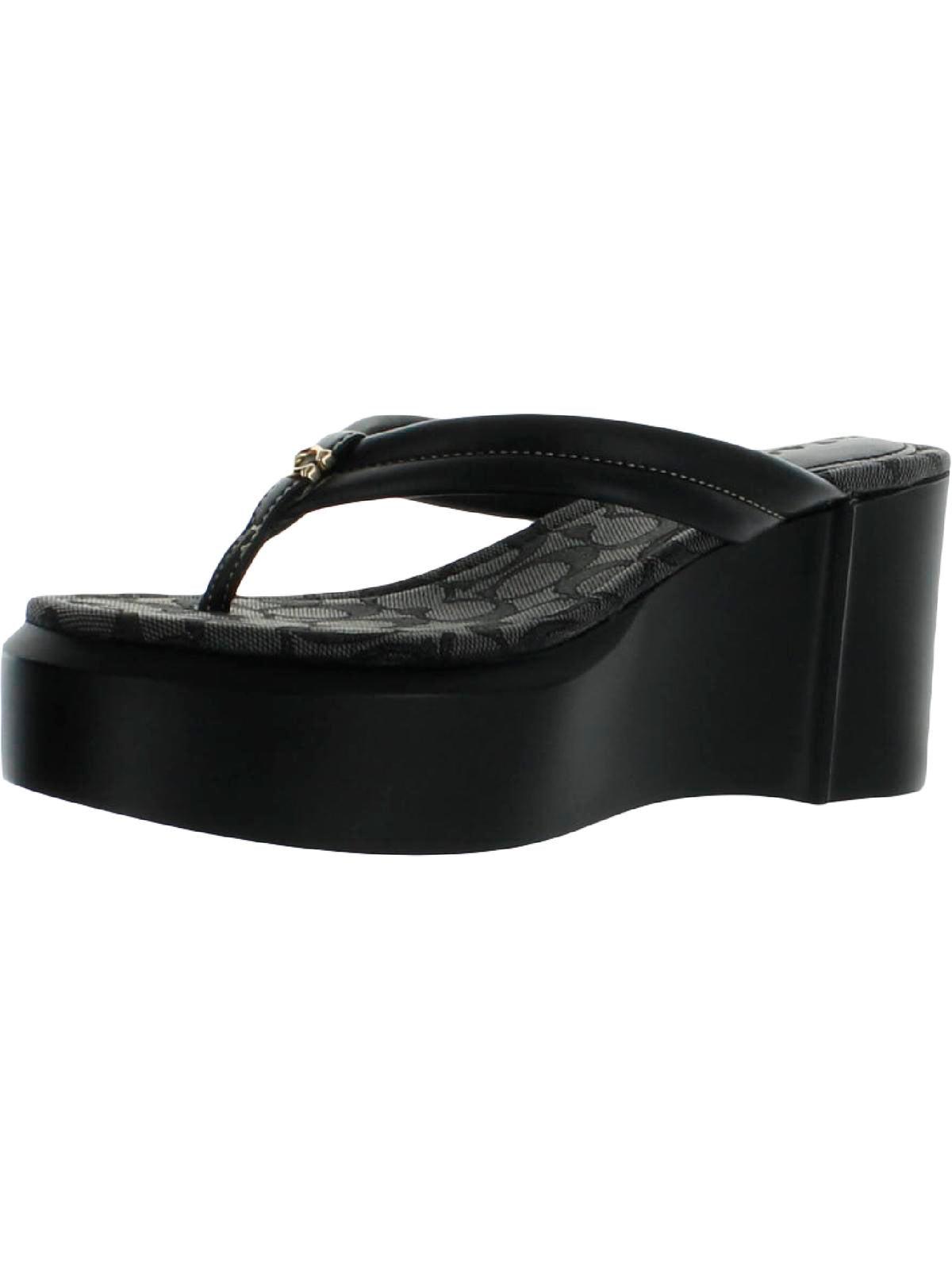 COACH Franki Leather Monogram Platform Sandals in Black Lyst