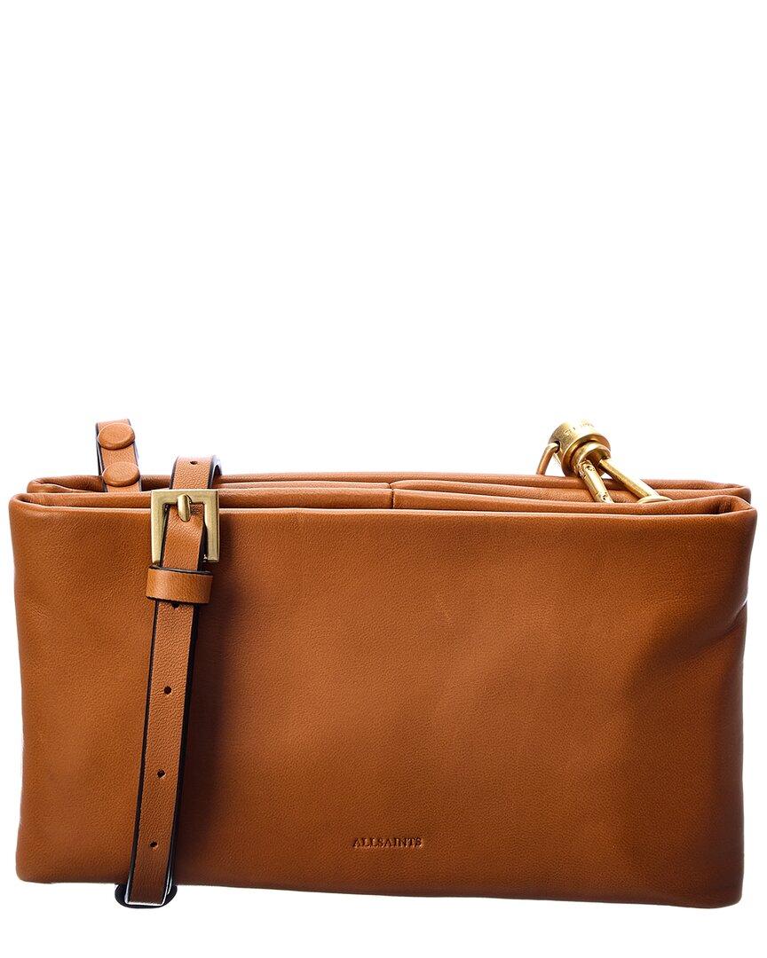 AllSaints Mila Double Pouch Leather Crossbody in Brown Lyst