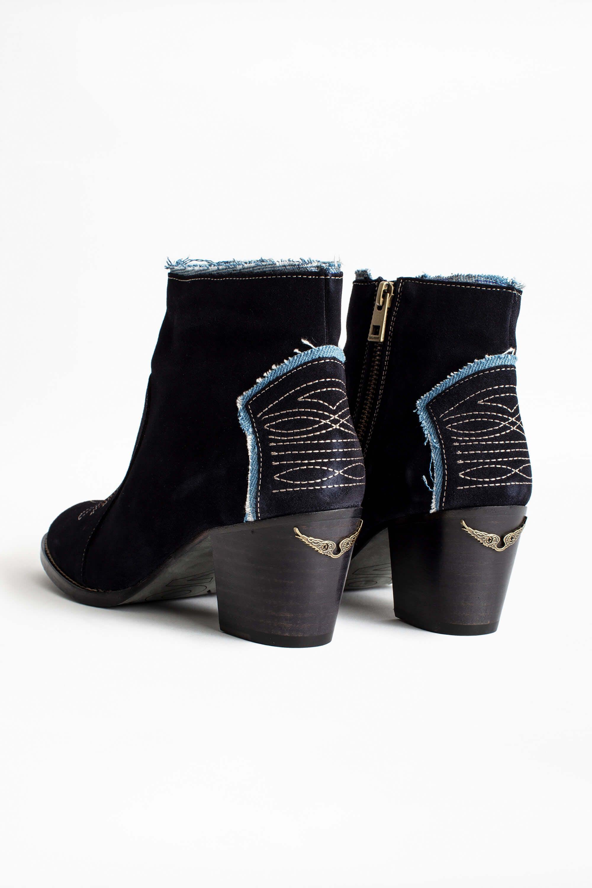 Zadig & Voltaire Molly Suede Denim Ankle Boots in Blue | Lyst