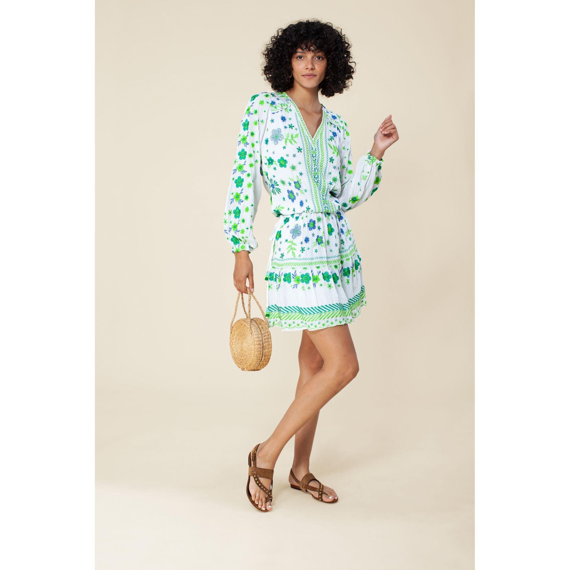 Hale Bob Isaura Embroidered Dress in Green | Lyst