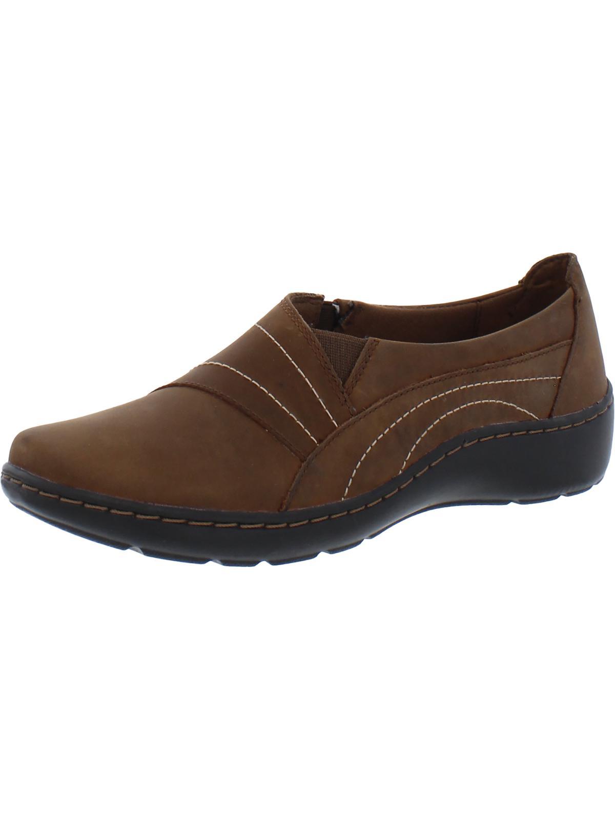 Clarks Cora Leather Comfort Insole Slip-on Shoes in Brown | Lyst