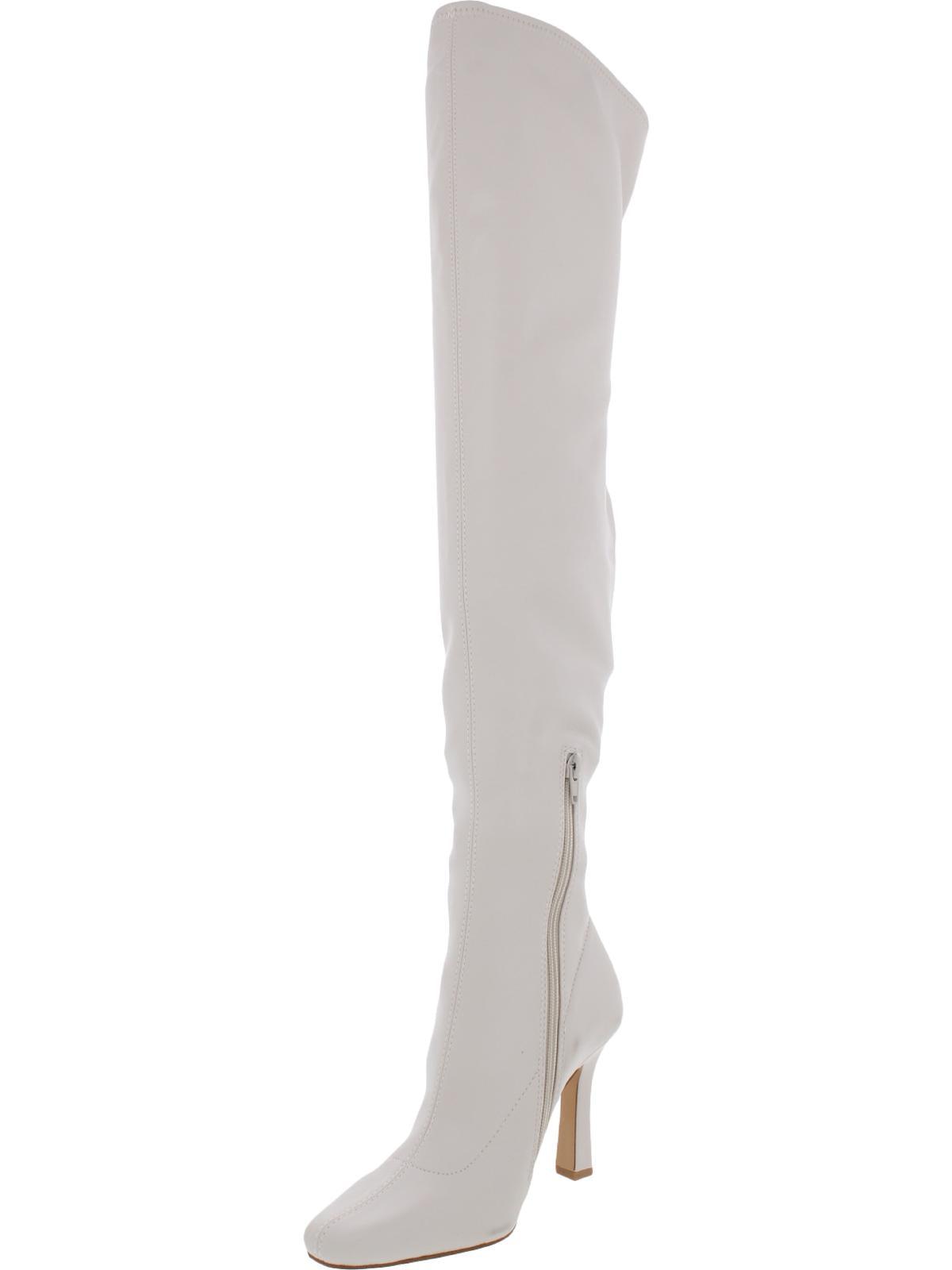 Steve Madden Prowl Faux Leather Pull On Thigh-high Boots in White | Lyst