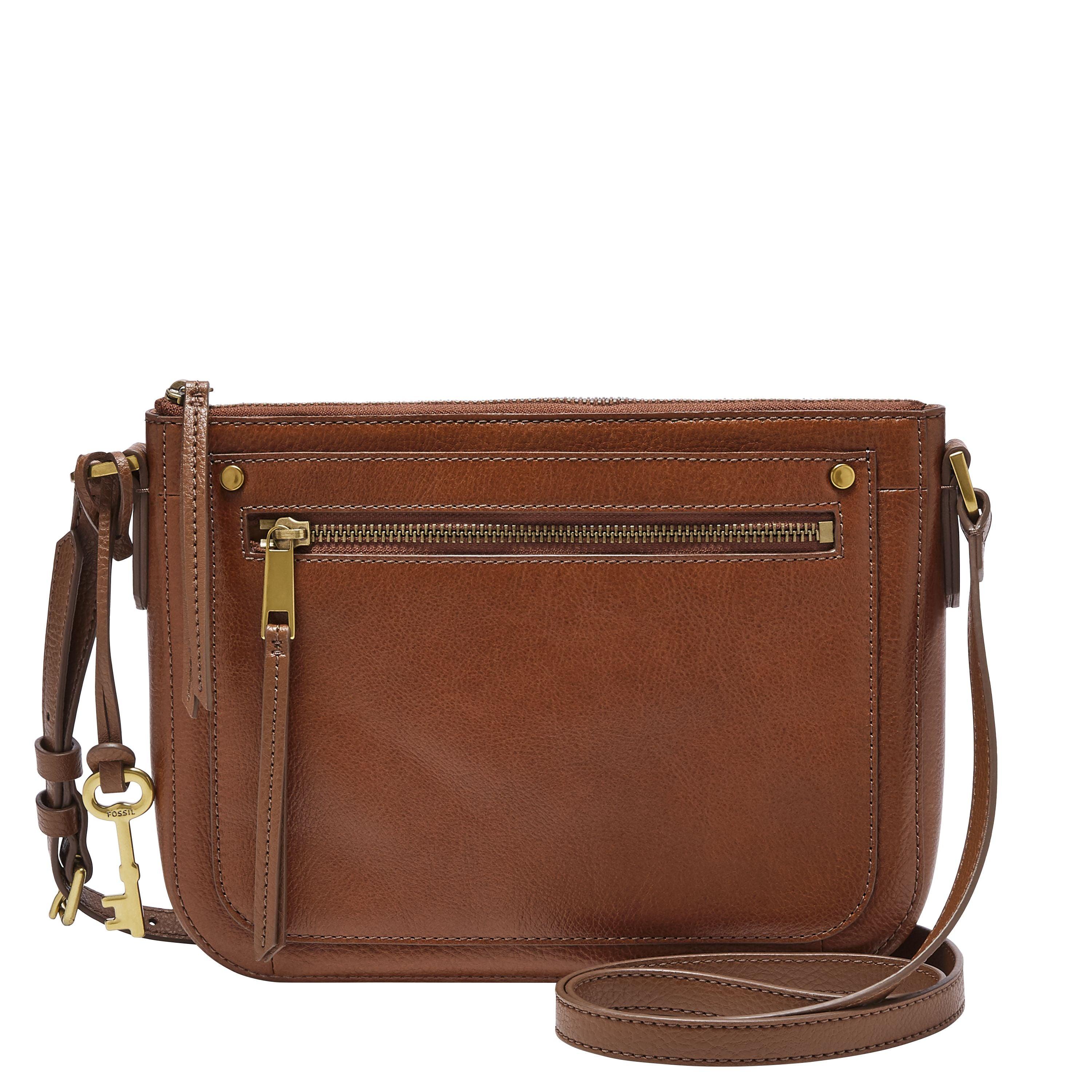 Fossil Farrah Leather Crossbody Bag in Brown | Lyst