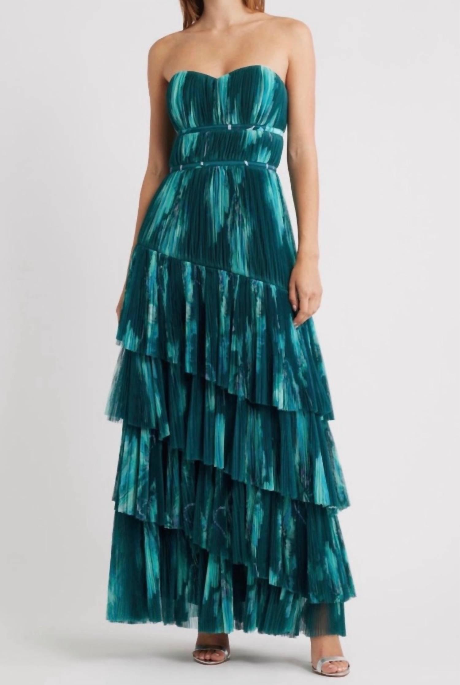 hutch lanza strapless tiered ruffle maxi dress Hutch Lanza Strapless Tiered Ruffle Maxi Dress In Seafoam Dramatic