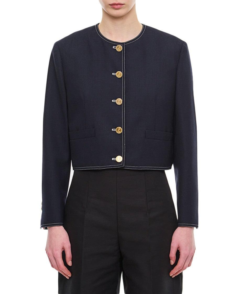 ジャケット THOM BROWNE BOX PLEATED CARDIGAN JACKET Thom Browne Box Pleated Cardigan Jacket in Blue | Lyst