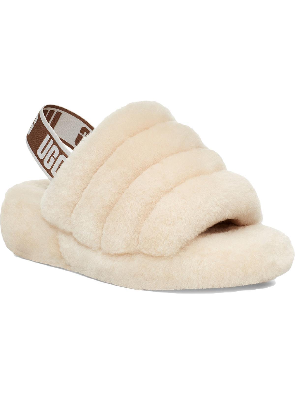 UGG Fluff Yeah Shearling Slingback Slide Slippers in Natural | Lyst