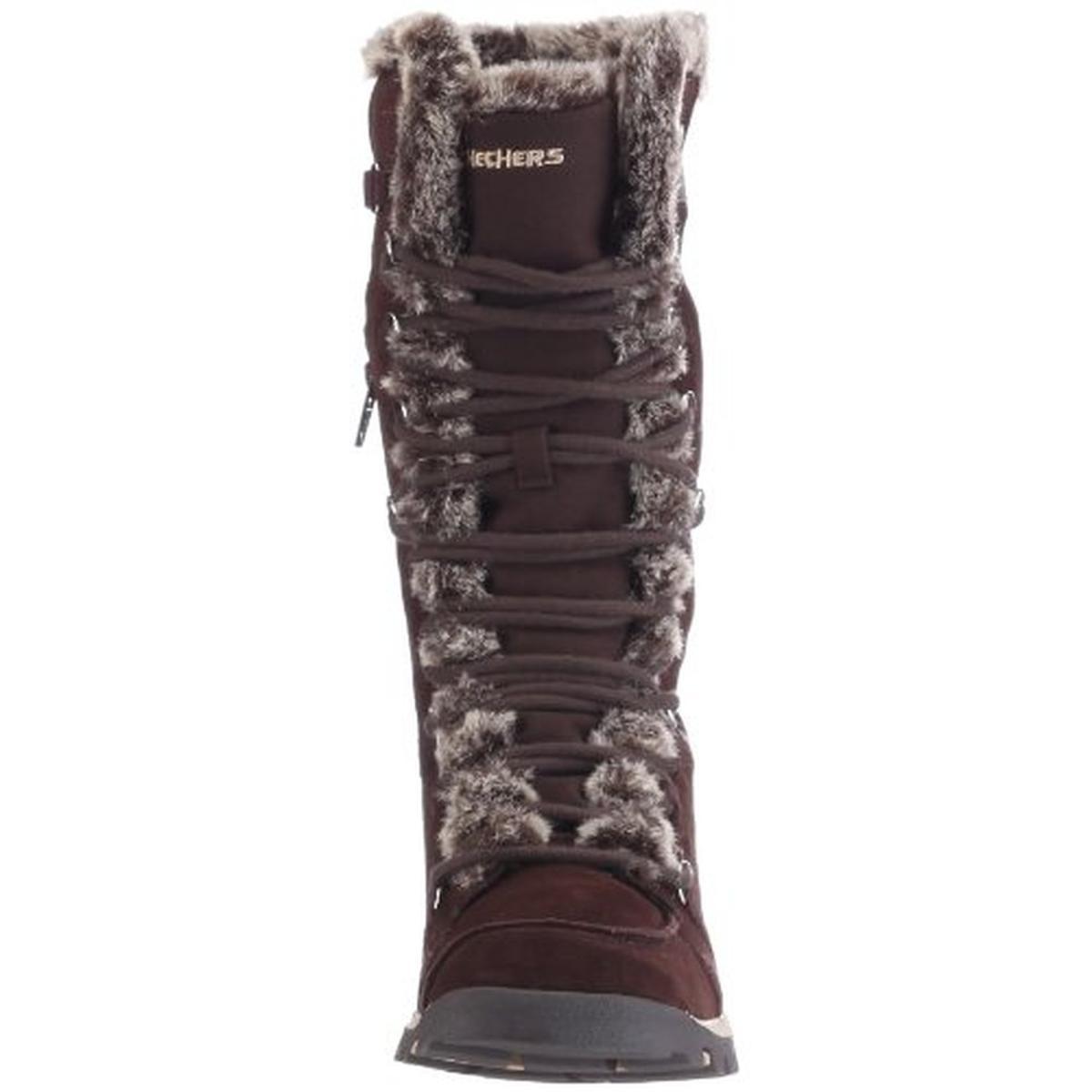 Skechers Grand Jams Unlimited Suede Faux Fur Winter Boots in Brown | Lyst