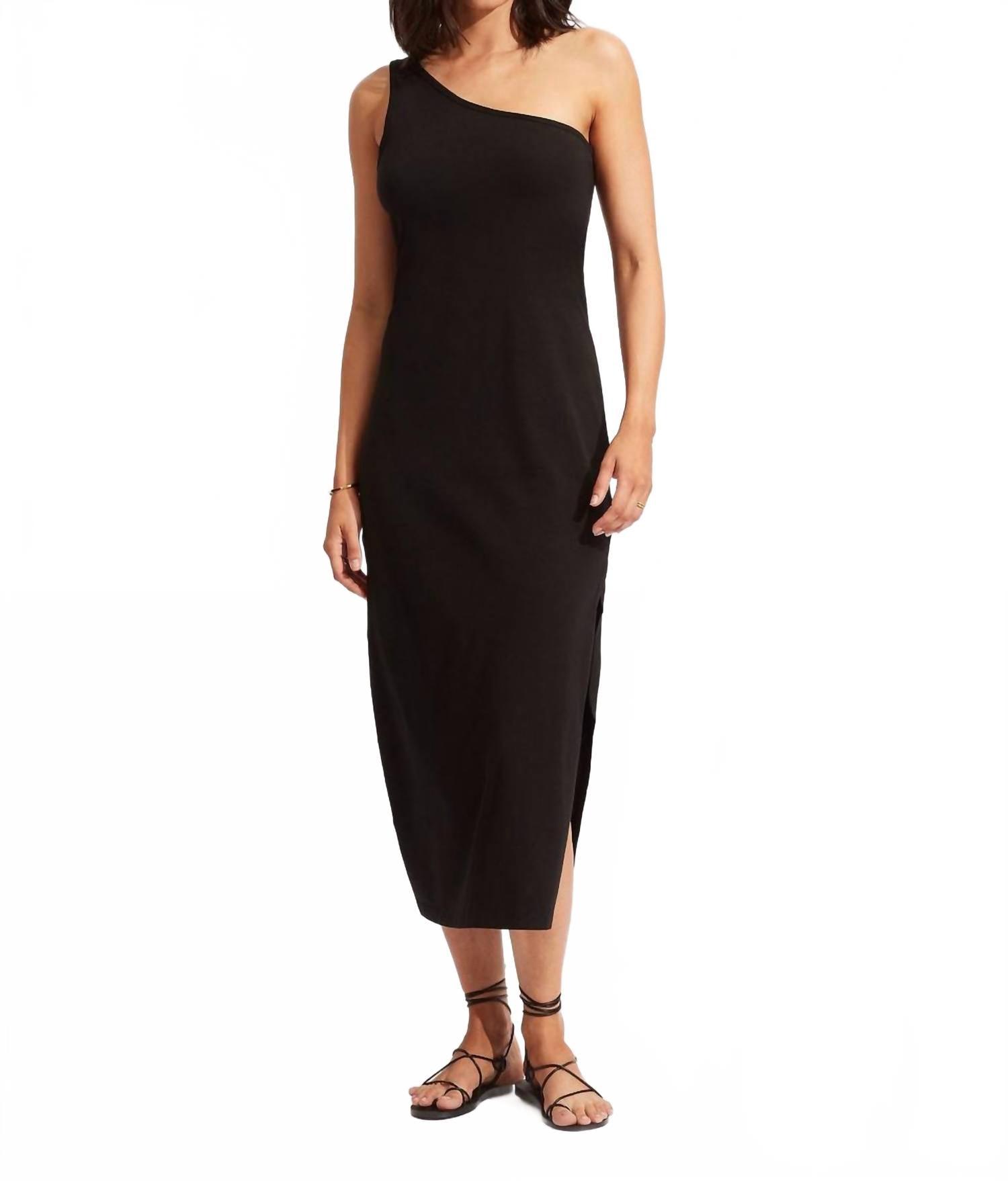 seafolly one shoulder dress Seafolly One-Shoulder Mesh Midi Dress