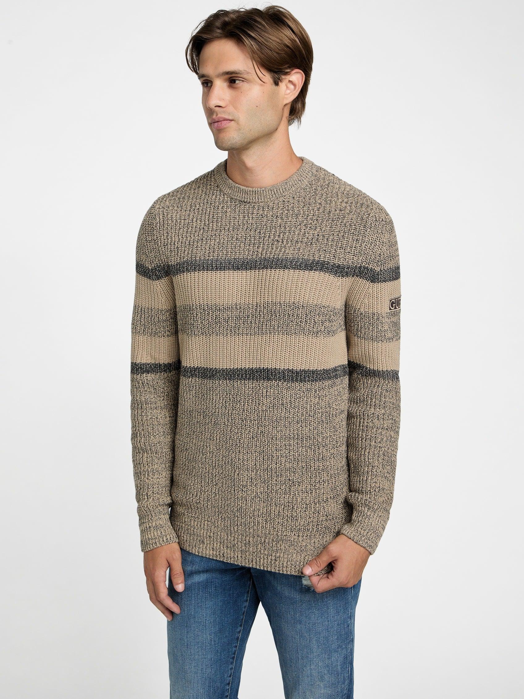 Guess Gabriel Striped Sweater in Natural for Men Lyst