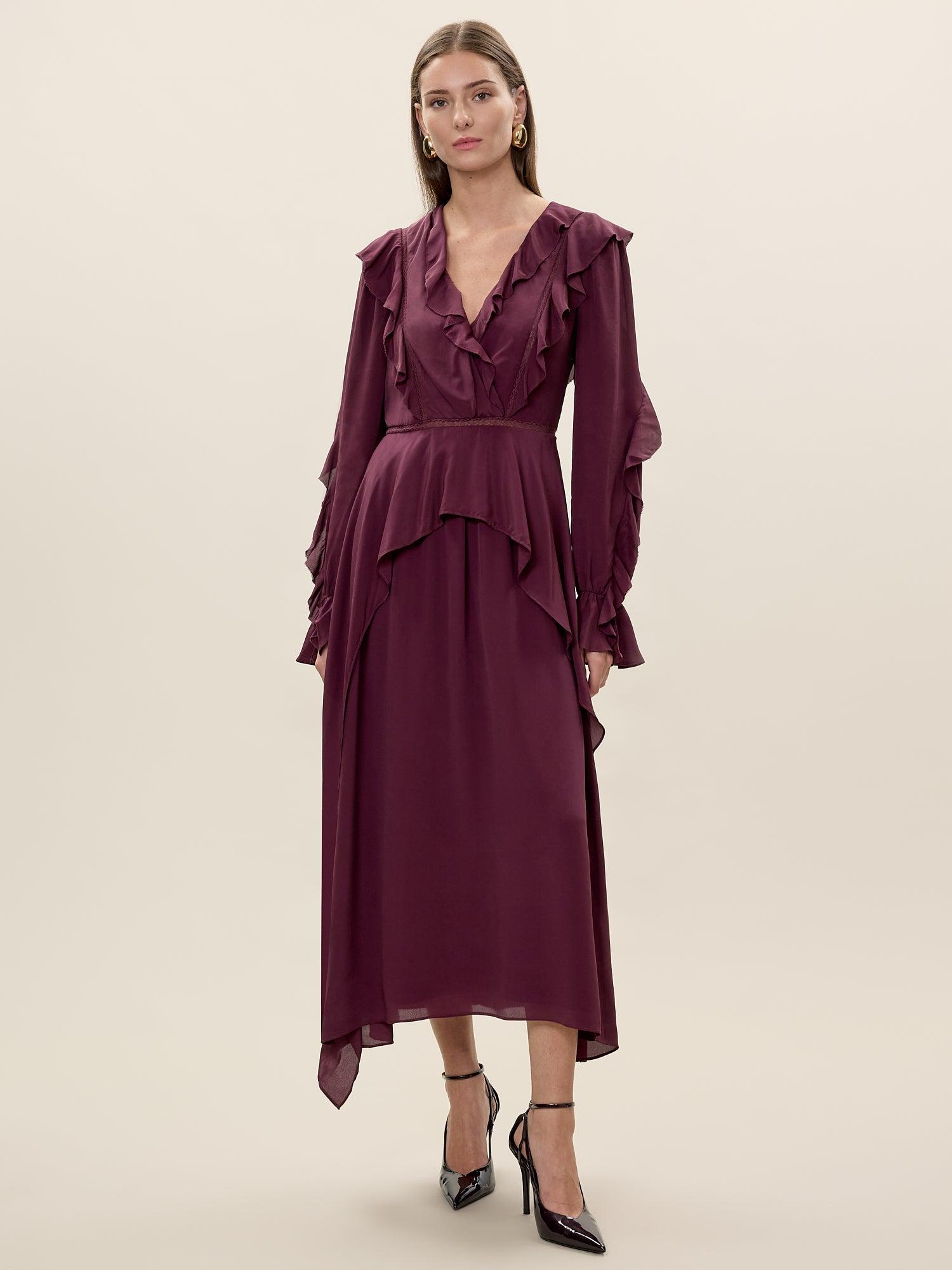 rebecca taylor metallic chiffon ruffle dress Rebecca Taylor Ruffle Silk Chiffon Dress