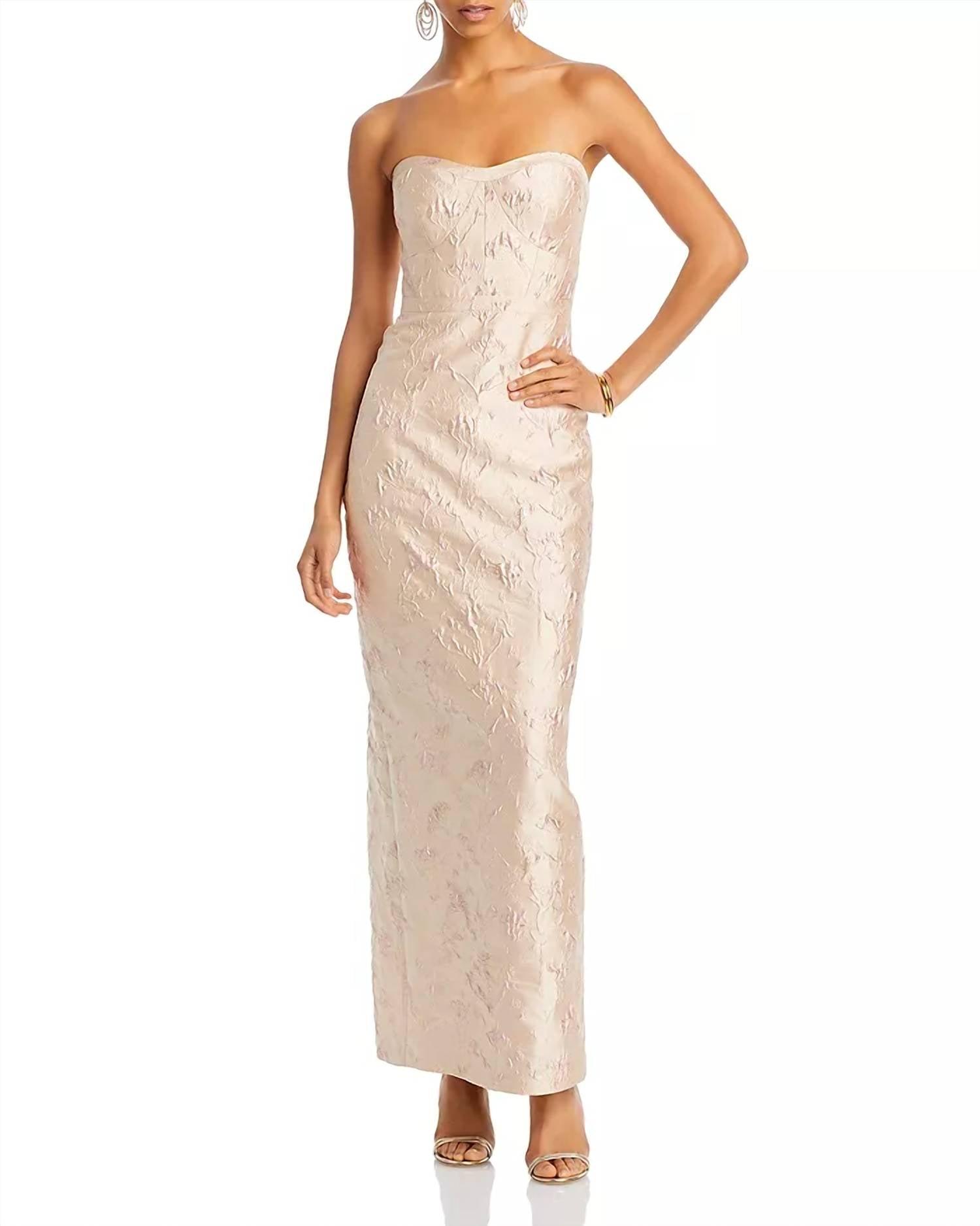 Monique Lhuillier Camellia Jacquard Strapless Gown in Natural | Lyst