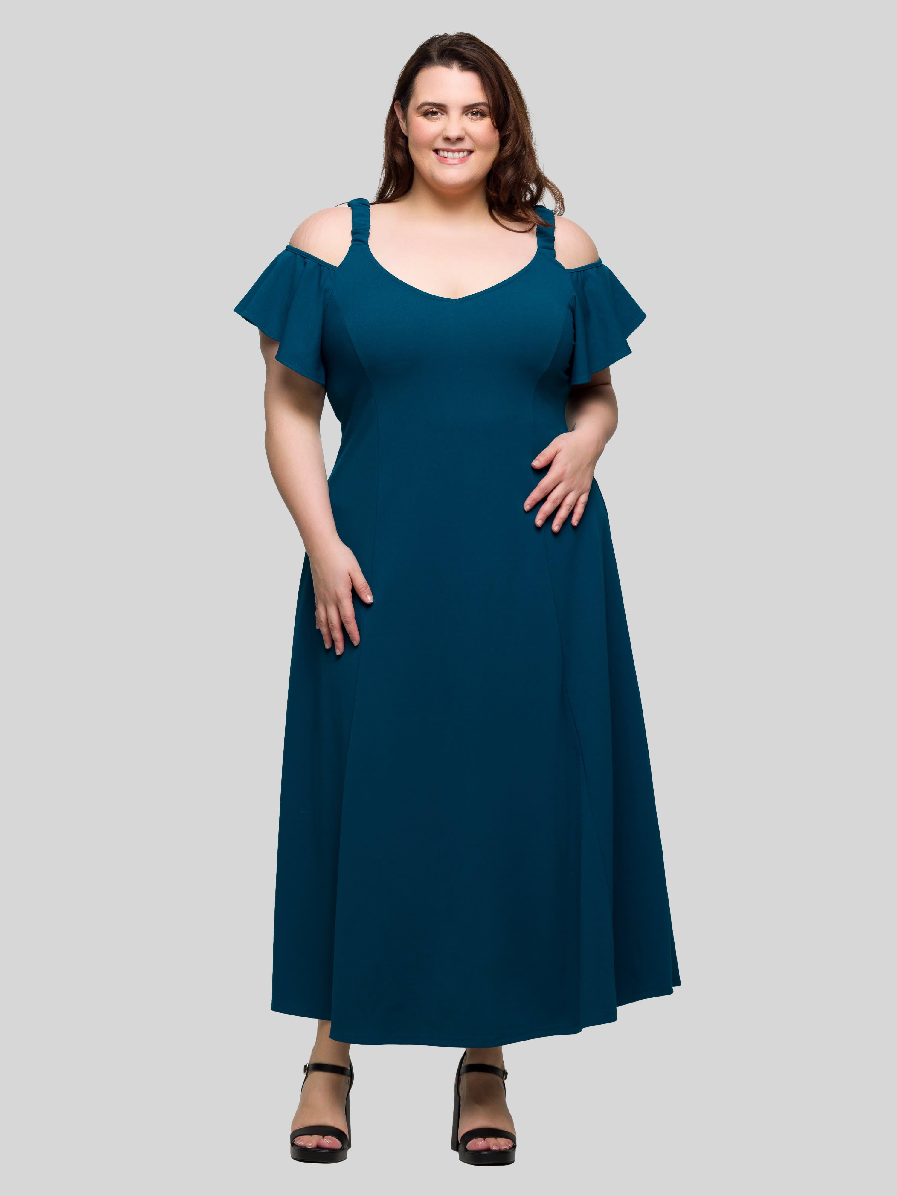 short royal blue evening dresses Plus-Size Off-The-Shoulder Long Sleeve Tulle A-Line Wedding Dress main image 1