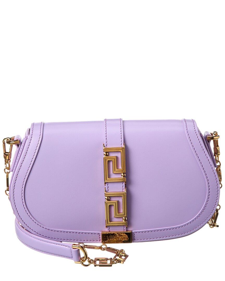 Versace Greca Goddess Leather Shoulder Bag in Purple | Lyst