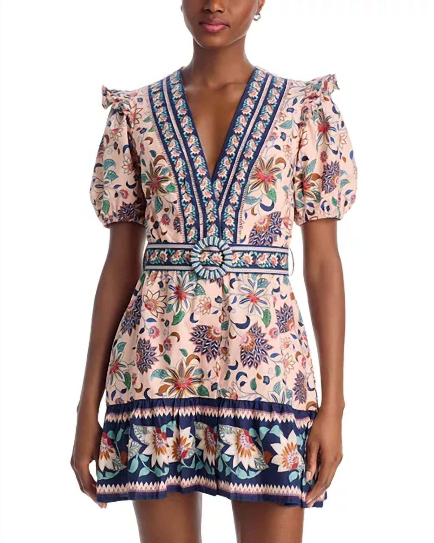 blue superbloom tapestry organic cotton mini dress Blue Superbloom Tapestry Maxi Dress – FARM Rio main image 1