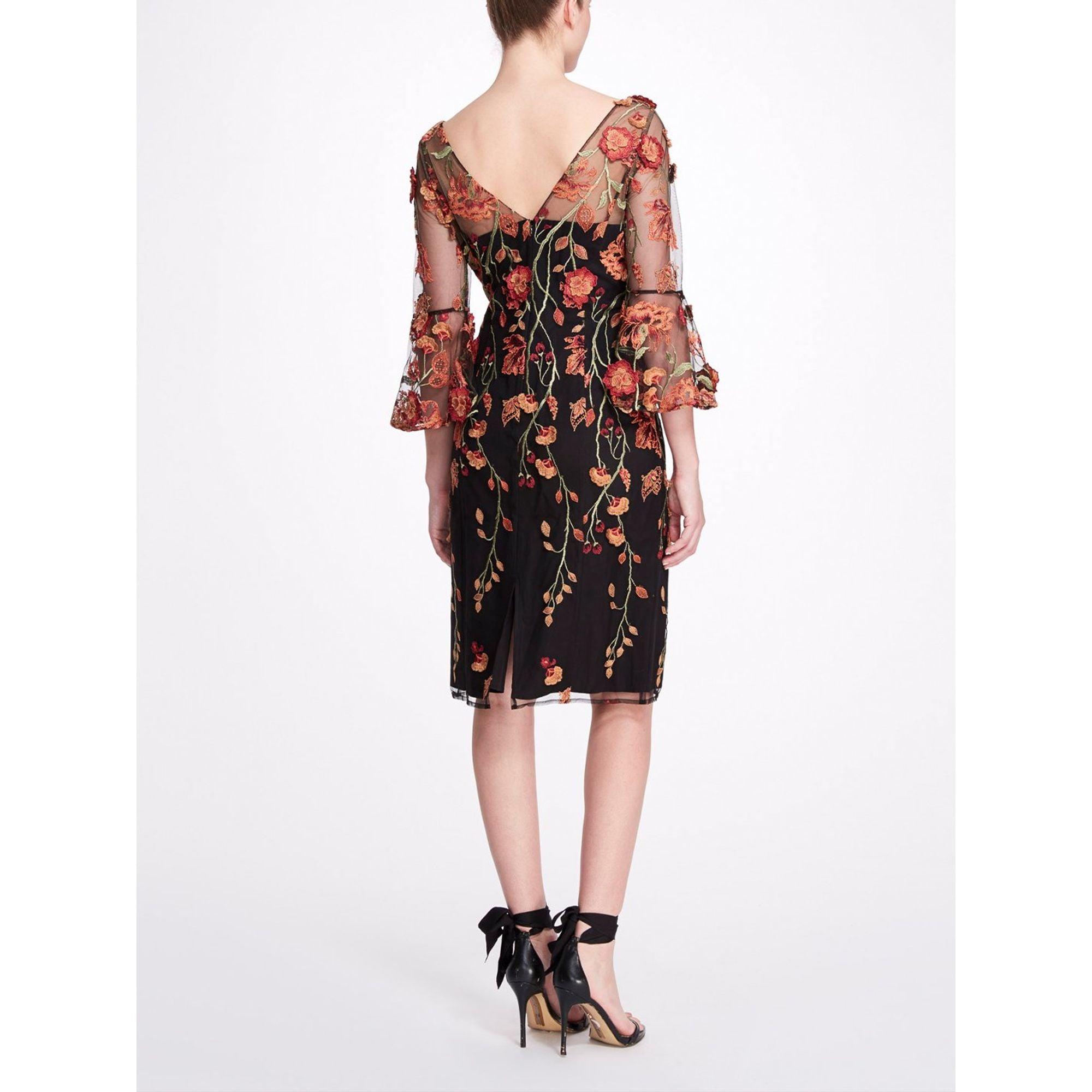 embroidered floral cocktail dress