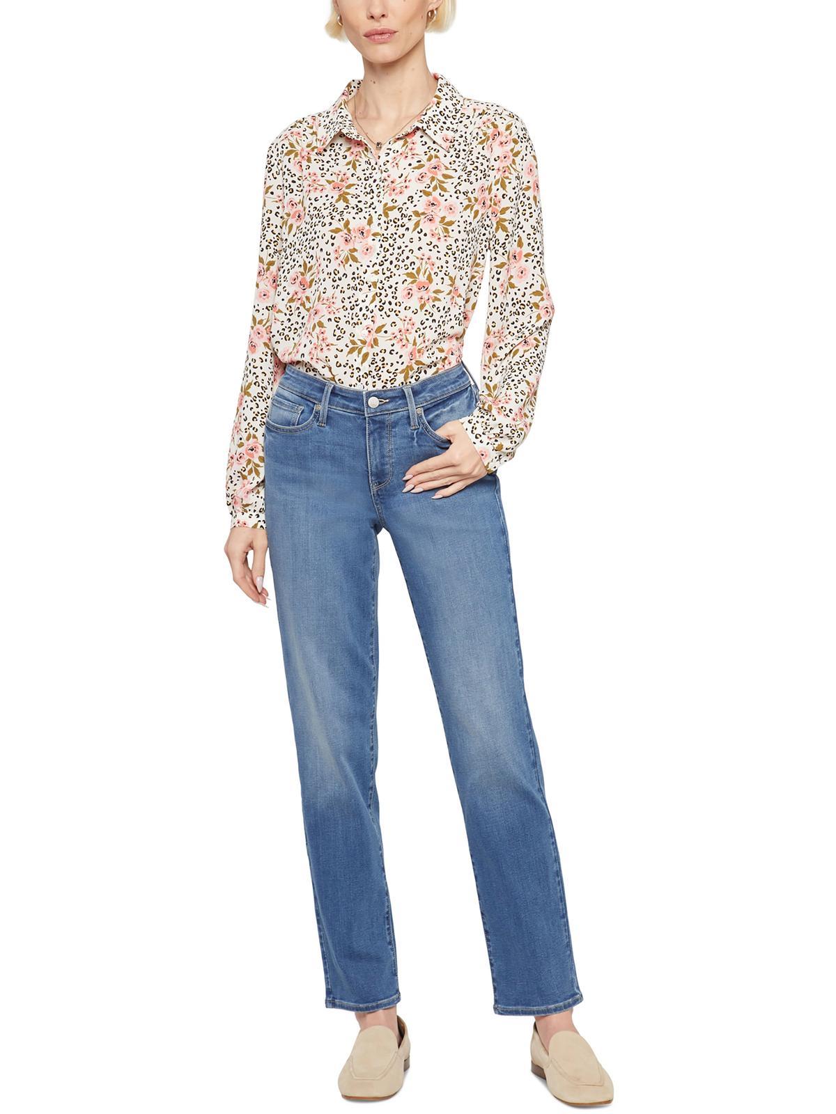 NYDJ Mid Rise Lift Tuck Technology Straight Leg Jeans in Blue