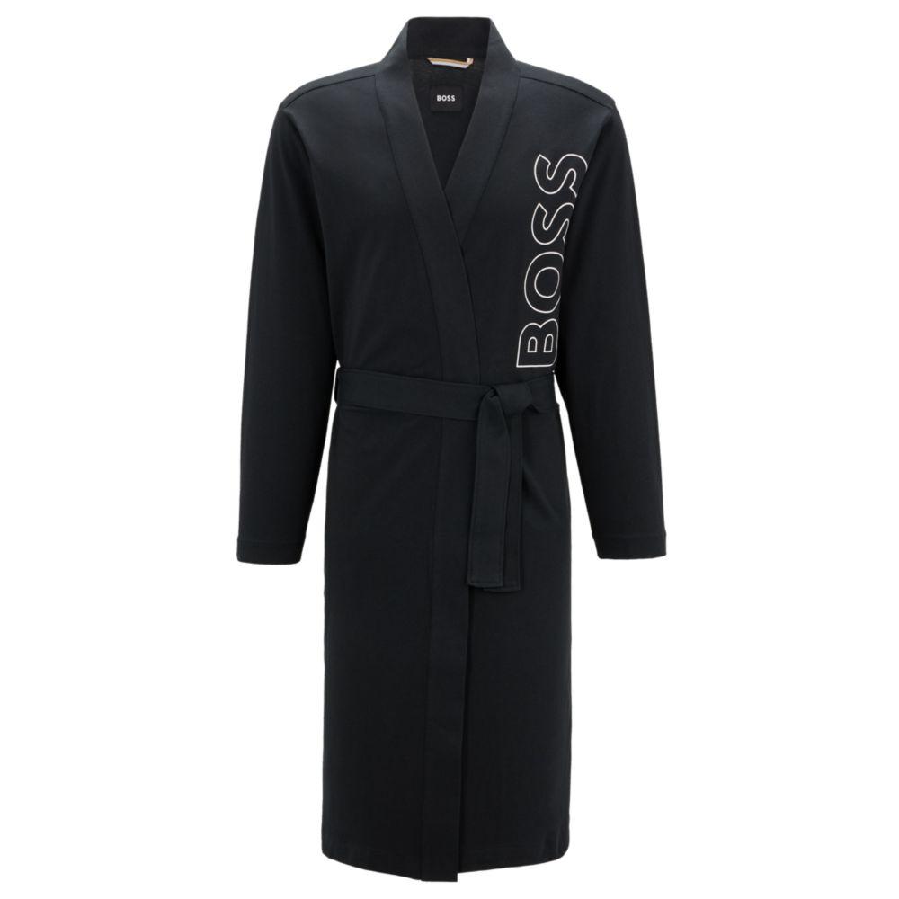BOSS by HUGO BOSS Cottonjersey Dressing Gown With Outline Logo in