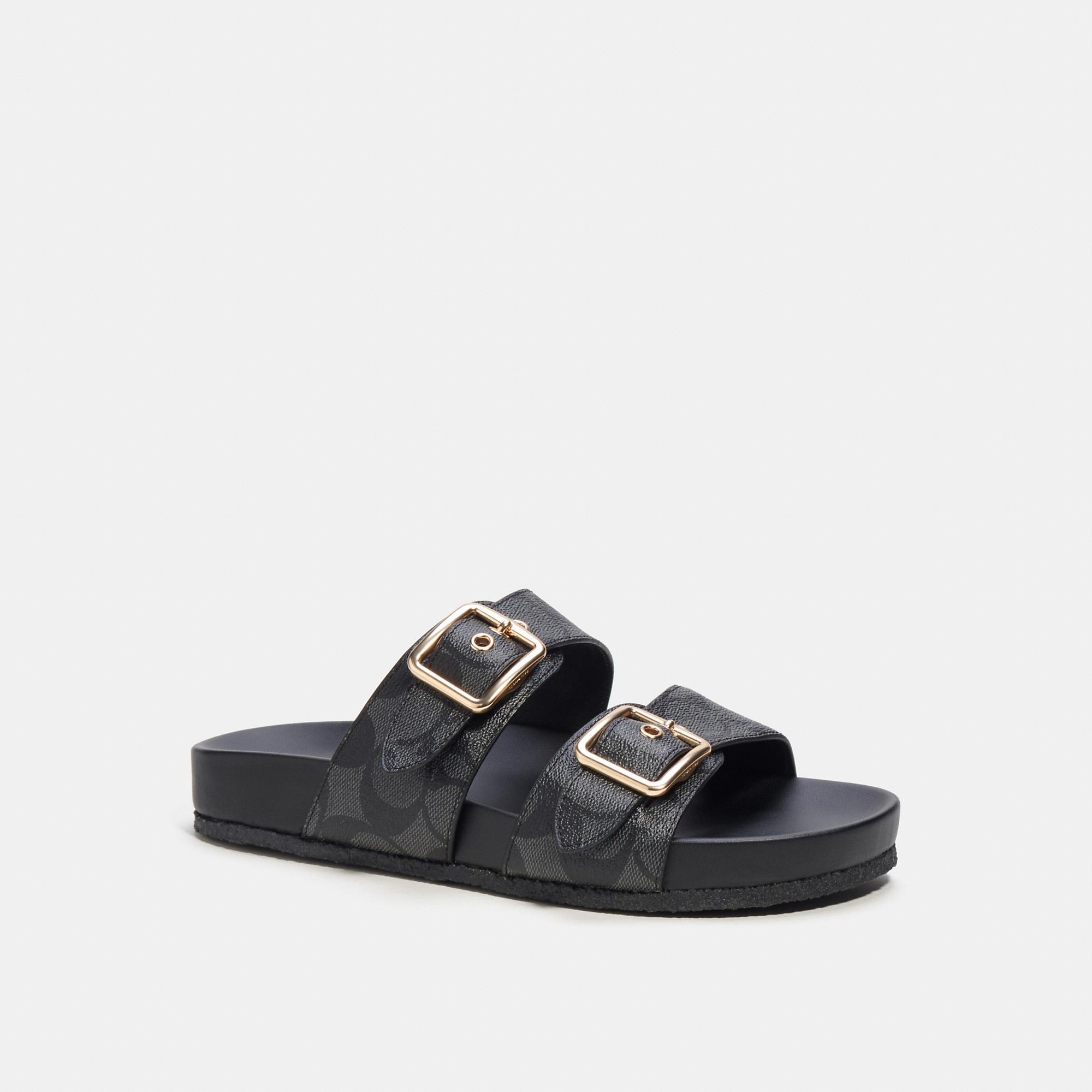 Coach Black Sandals Amazon.com | COACH, Women, Sculpted C Sandals, Black, 5  main image 4