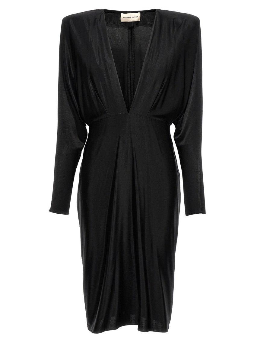 ワンピース ALEXANDRE VAUTHIER V-neck jersey dress Black Black Alexandre Vauthier Dresses for Women | Lyst