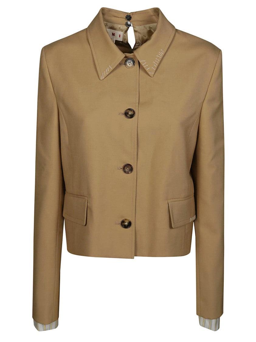 ジャケット Marni Cream Cady Blazer Deep blue tropical wool Baby jacket with Marni Mending | Marni