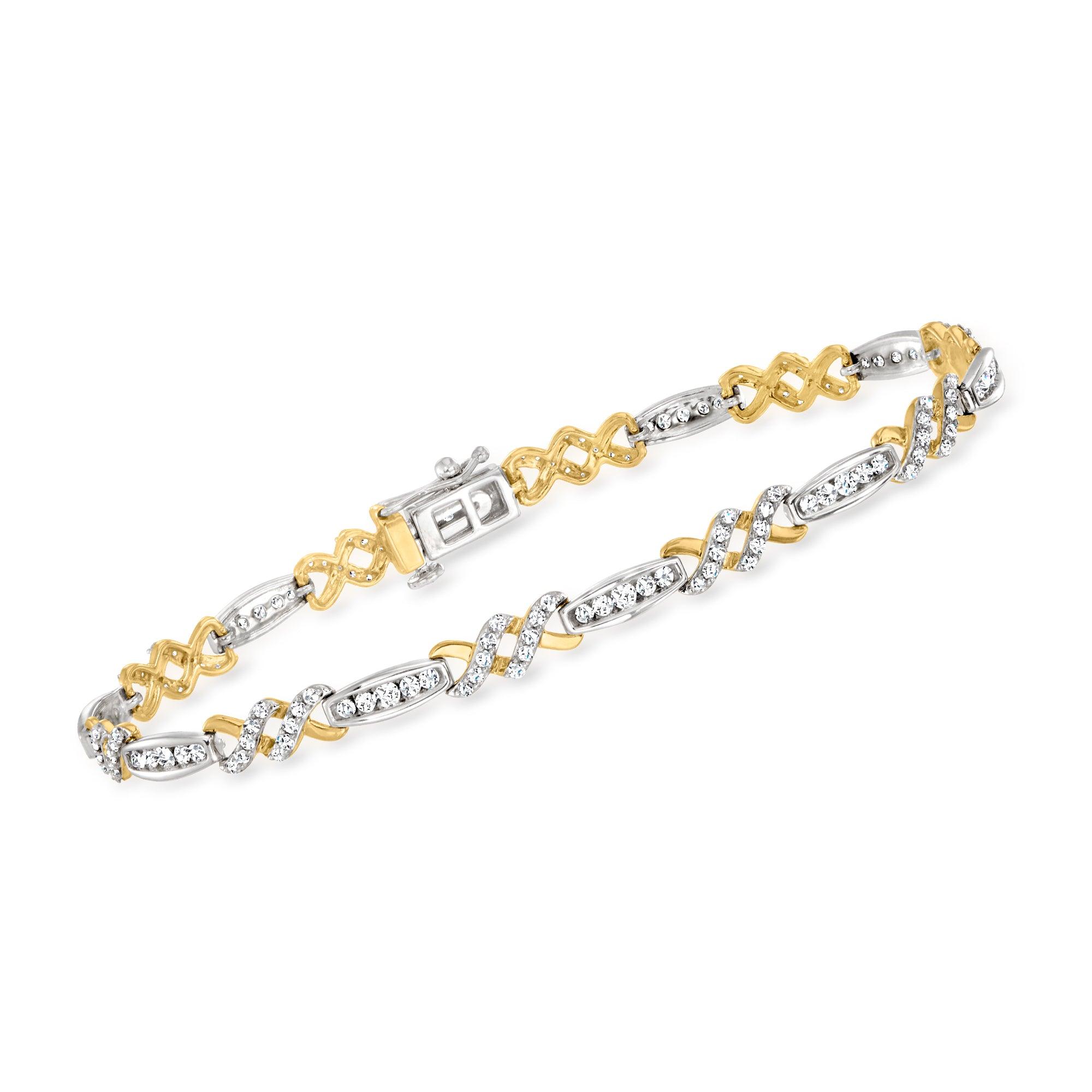 Ross-Simons Diamond Crisscross Link And Bar Bracelet In 14kt 2-tone Gold in  7 in (Metallic) | Lyst