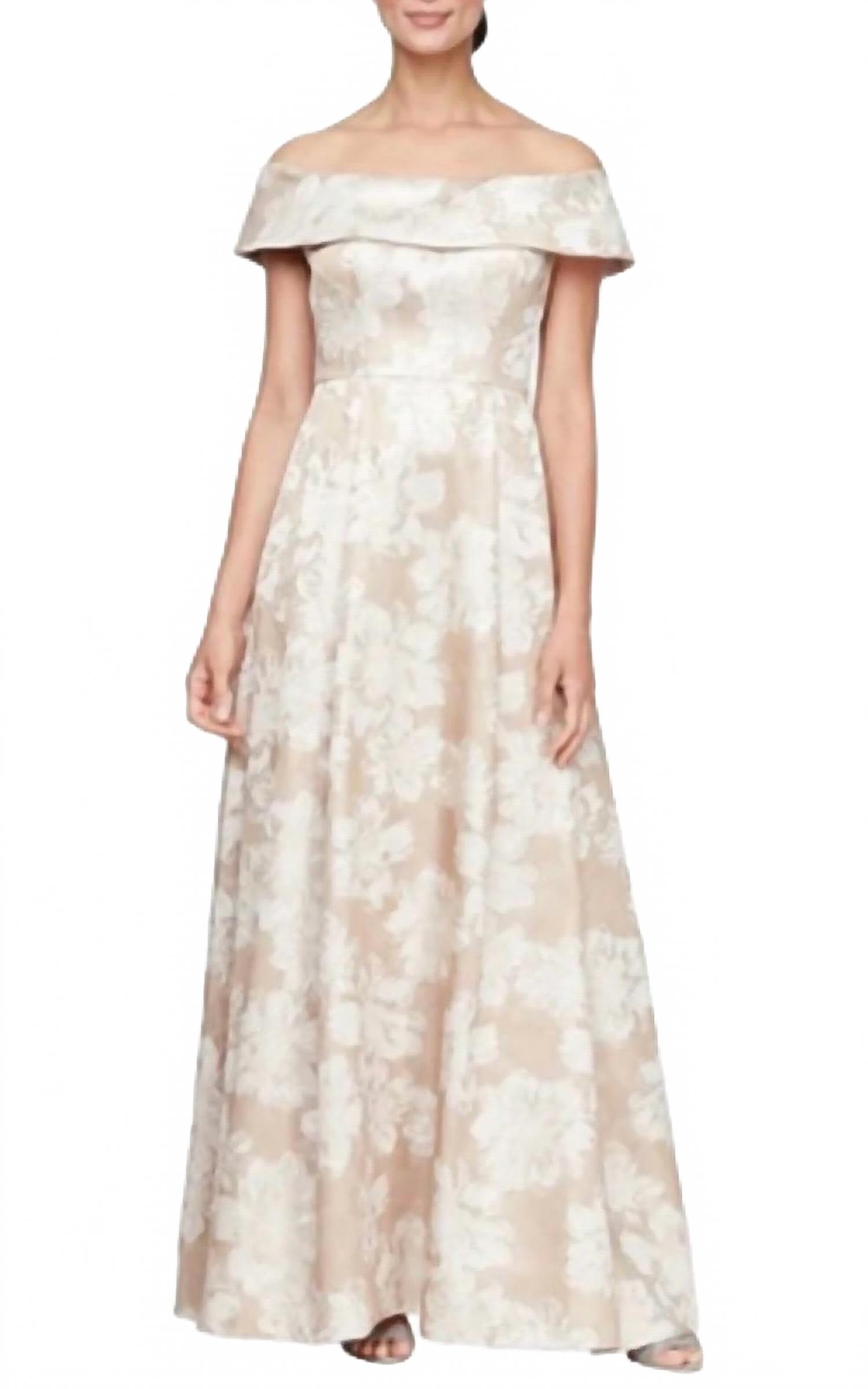 alex evenings white dress Alex Evenings Long Sleeveless A-Line Embroidered Dress with Shawl Pewter Frost / 14