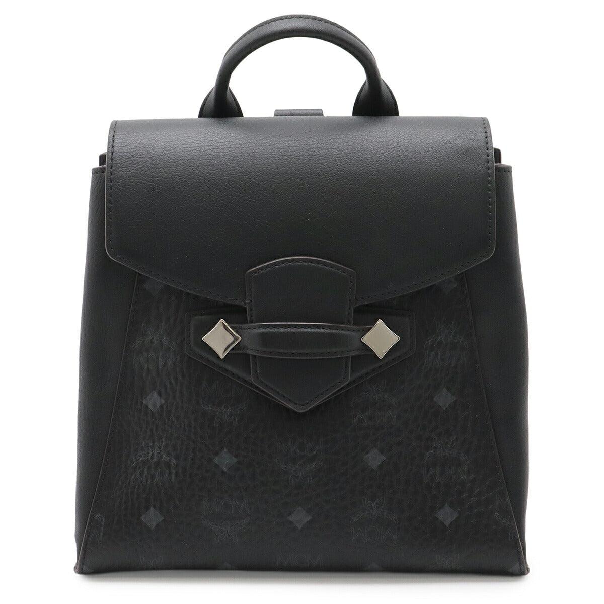 MCM Visetos Logo Print Leather Backpack in Black/Visetos MCM Black Visetos Studded Medium Stark Backpack main image 4