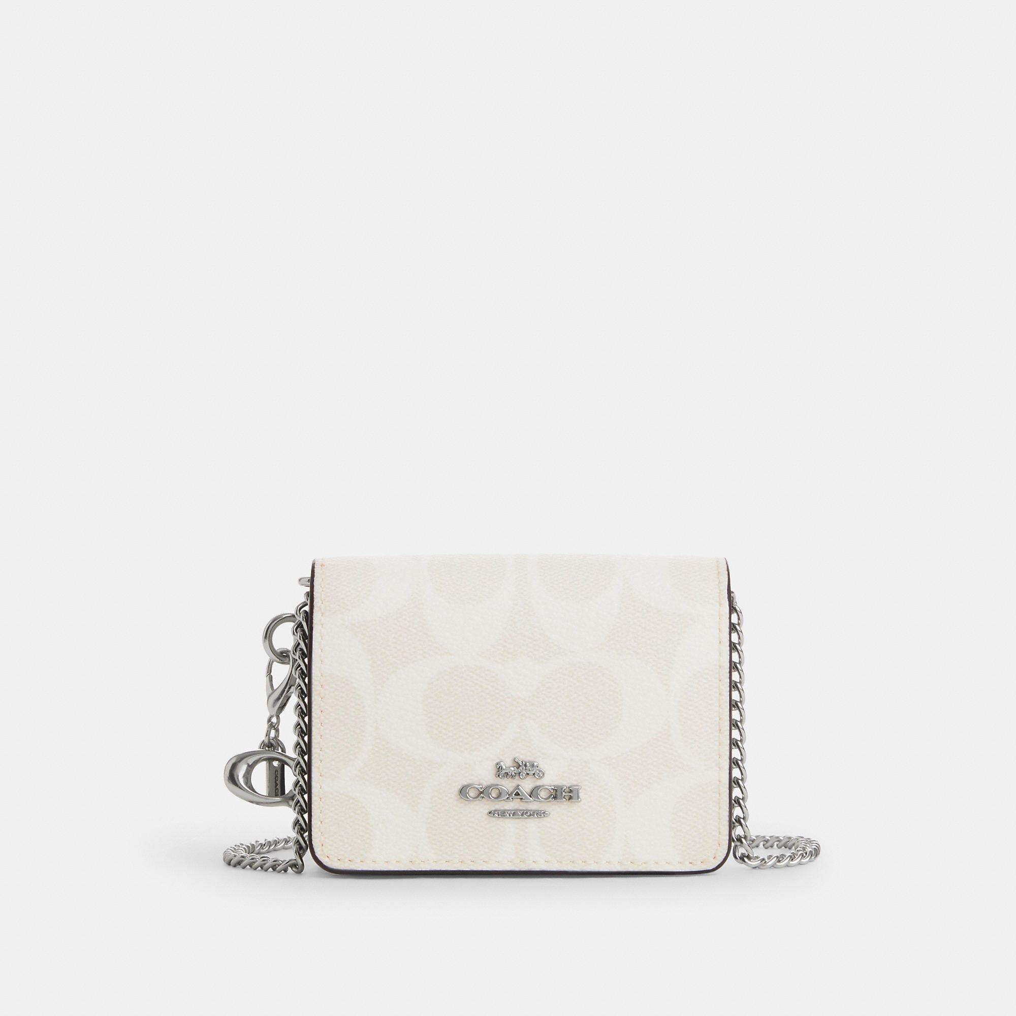 COACH Boxed Mini Wallet On A Chain In Signature Canvas in White Lyst