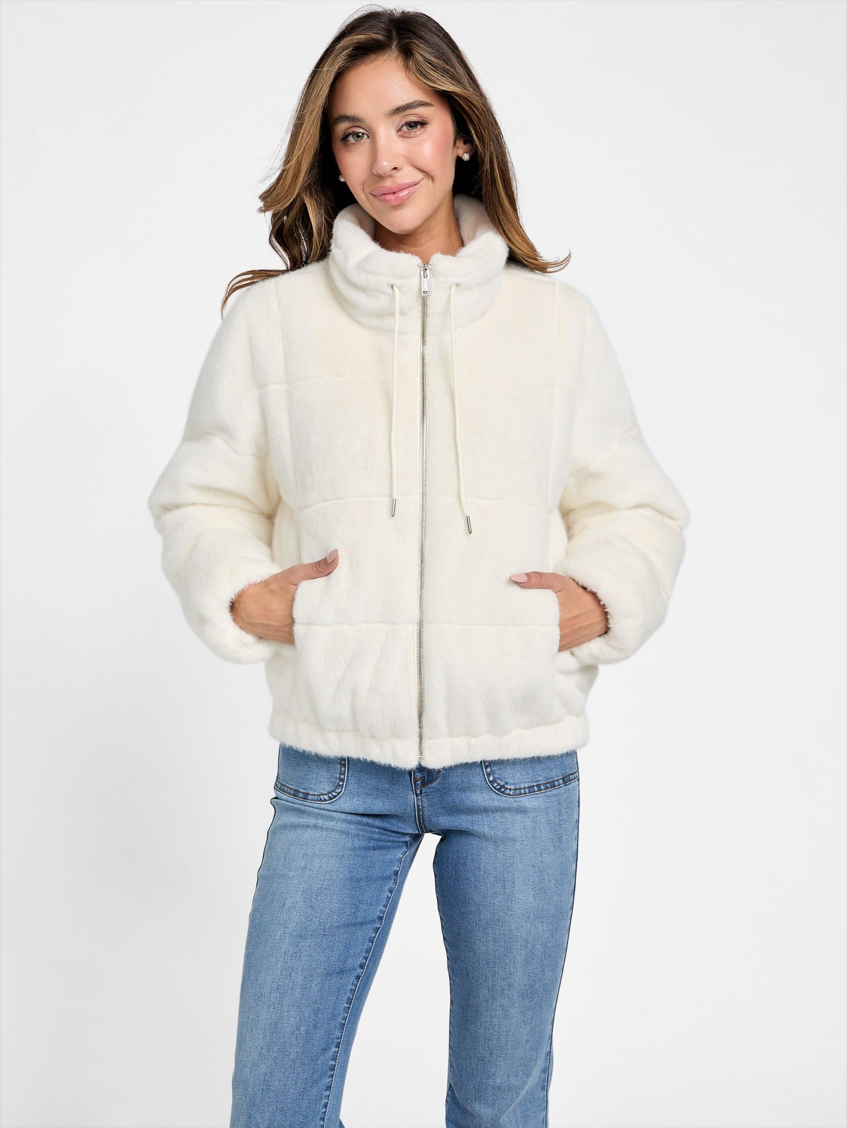 Guess Mujer Ropa Chaqueta Guess Sophy Faux-Fur Turquesa Mujer Jersey  Guess Mujer