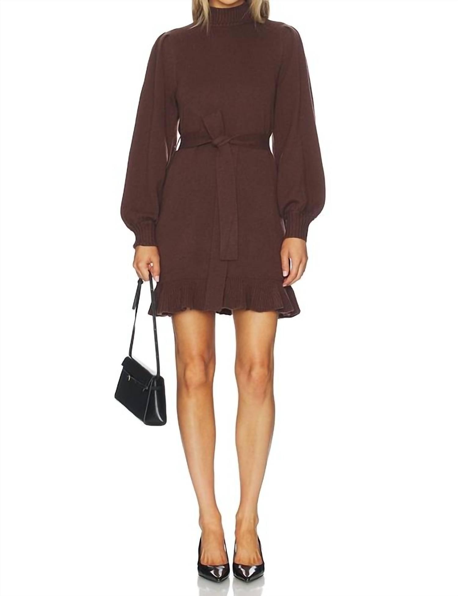 long brown knit dress ASTR the Label | Ainhoa 3D Floral Maxi Sweater Dress in Plus Size - Brown