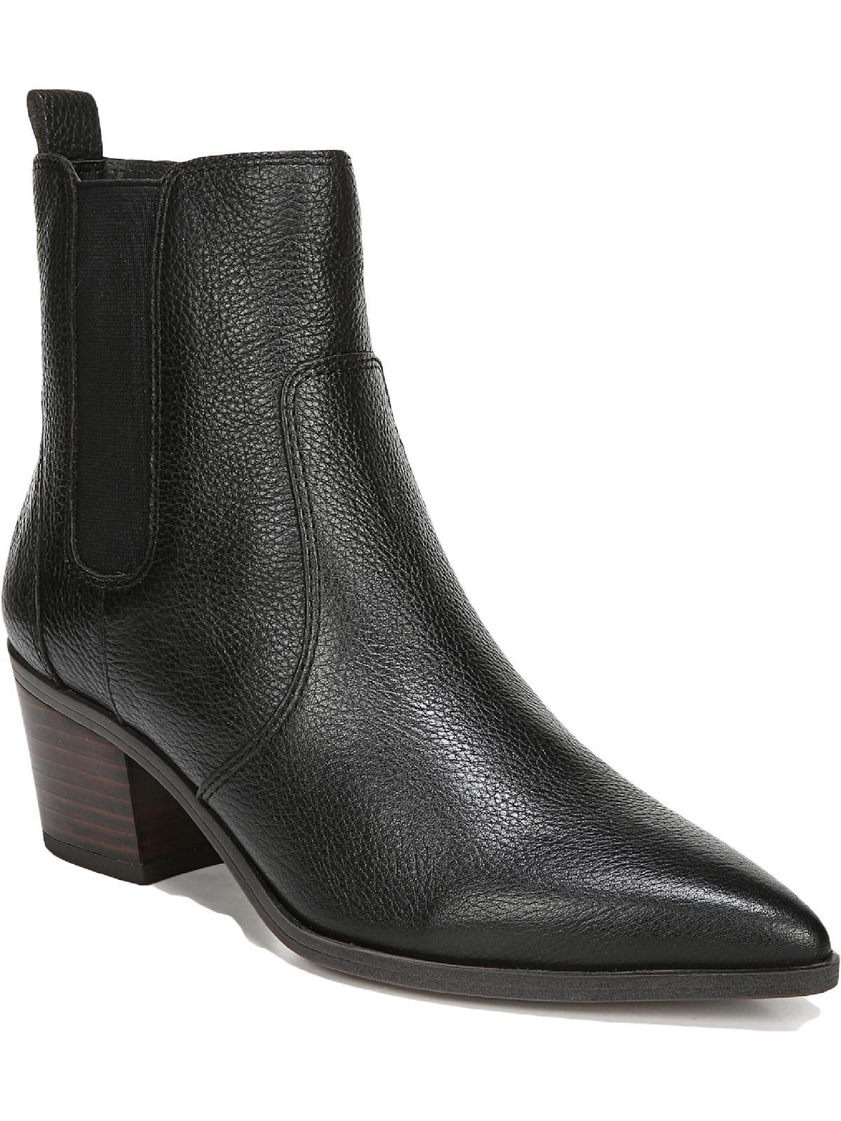 Franco Sarto Sager Leather Block Heel Ankle Boots in Black | Lyst