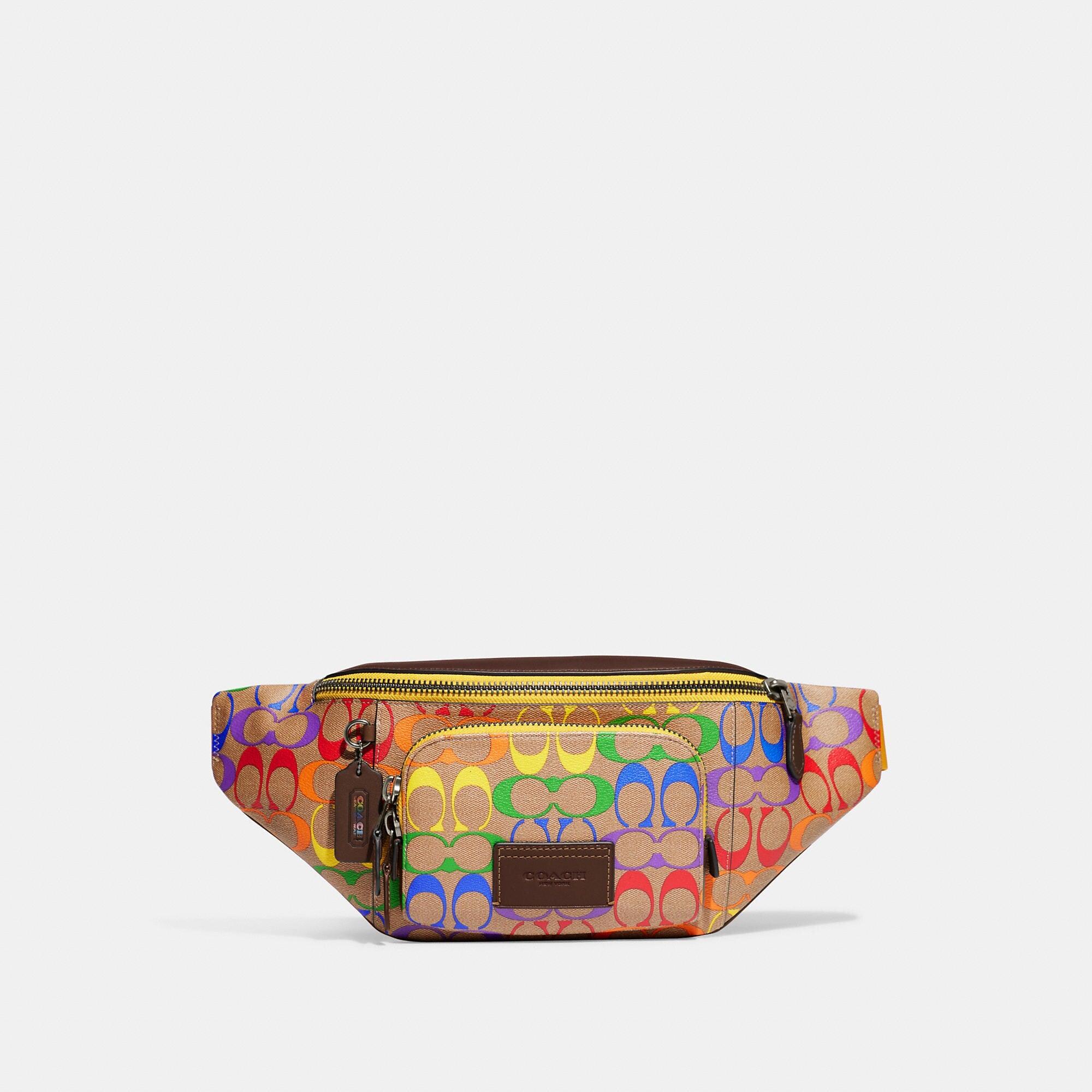 Coach Outlet Track Belt Bag In Rainbow Signature Canvas | Lyst
