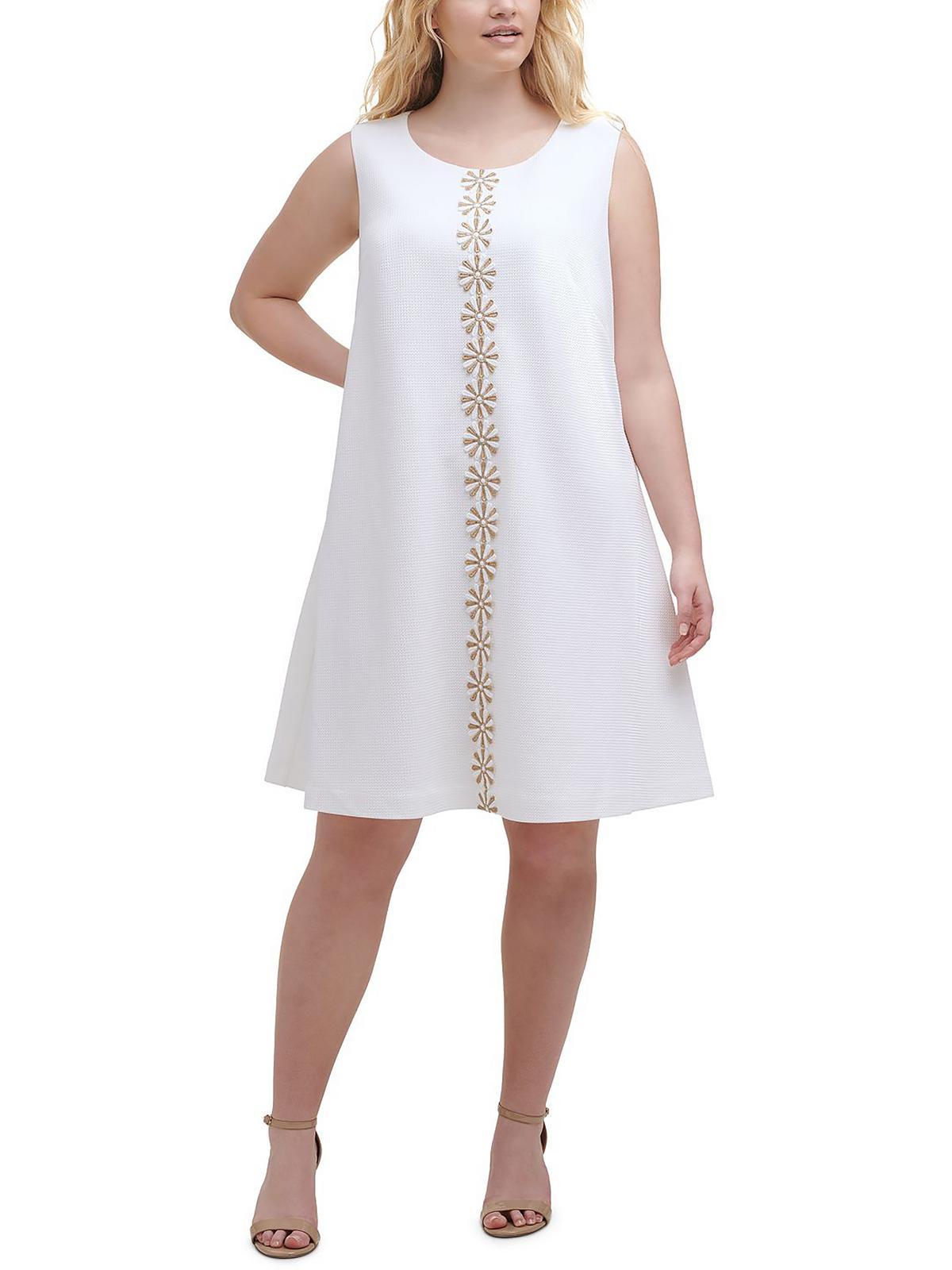 Jessica Howard Plus Applique Mini Cocktail And Party Dress in White | Lyst