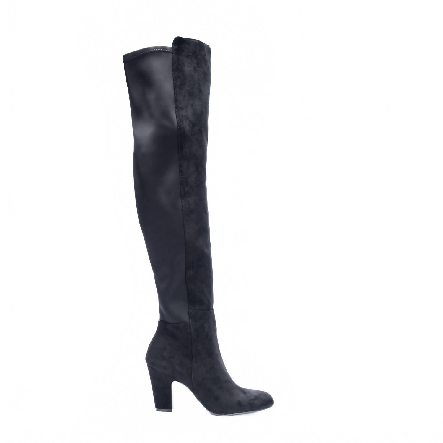 Women's Fun Times Over-the-Knee Boots – Stretch Faux Leather, Pointed Toe, Second Skin Fit