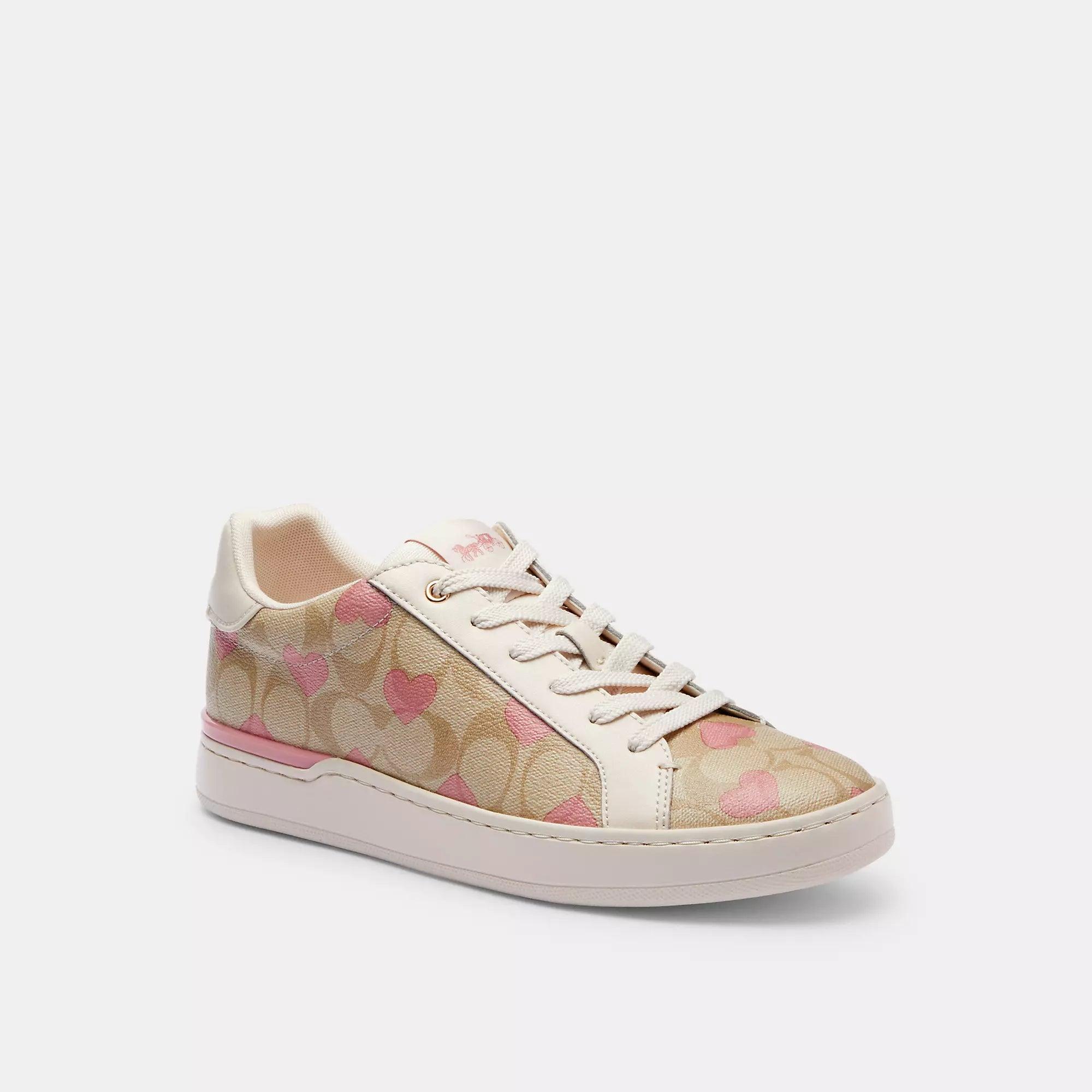 COACH Clip Low Top Sneaker In Signature Canvas With Hearts in