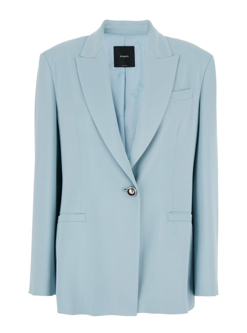 ジャケット Pinko FARAONA CADY SINGLE-BREASTED BLAZER WITH JEWEL BUTTON Pinko 'Faraona' Single-Breasted Jacket With Peak Revers in