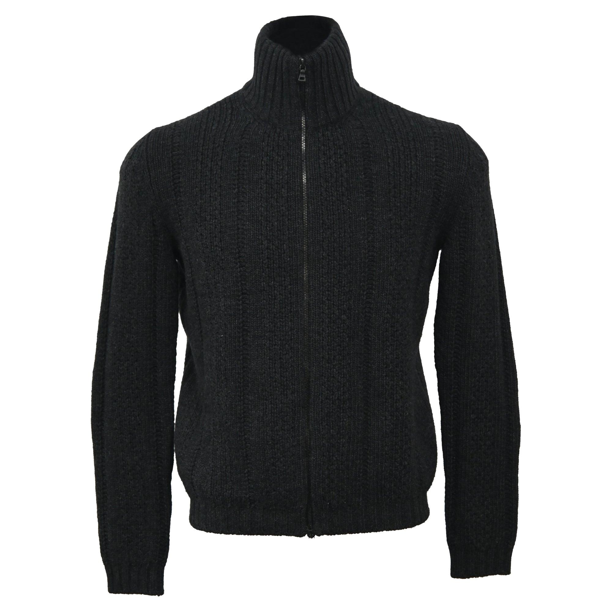Prada Knitted Zipped Elbow Patch Sweater in Black for Men | Lyst