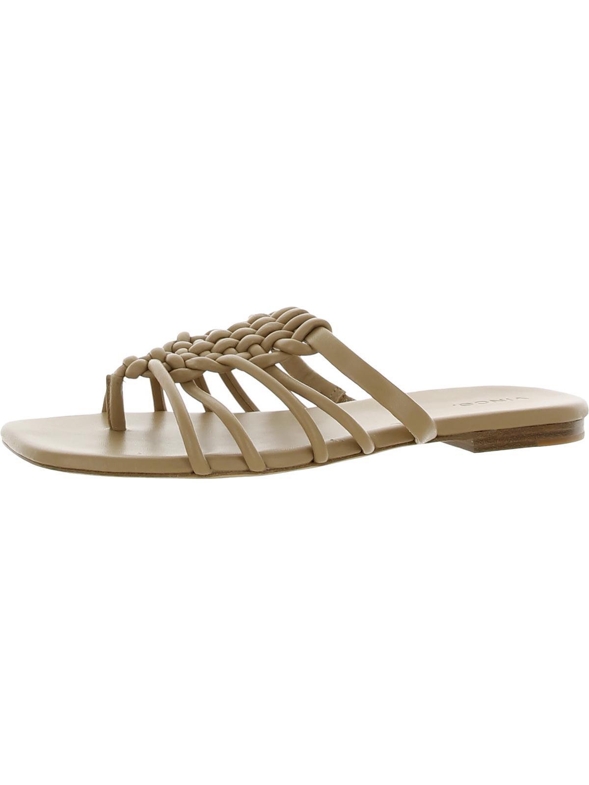 Vince Dae Woven Leather Slide Sandals in Metallic | Lyst