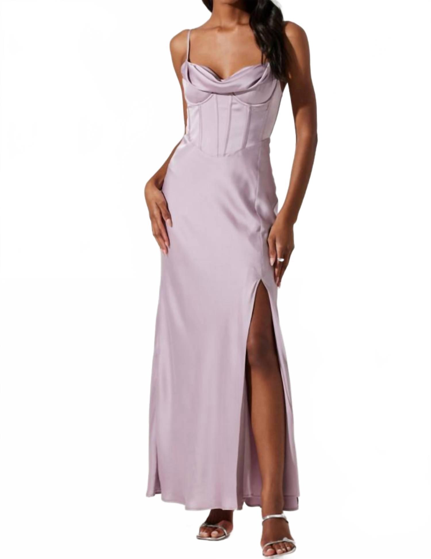 Astr Cannes Satin Bustier Maxi Dress in Purple | Lyst