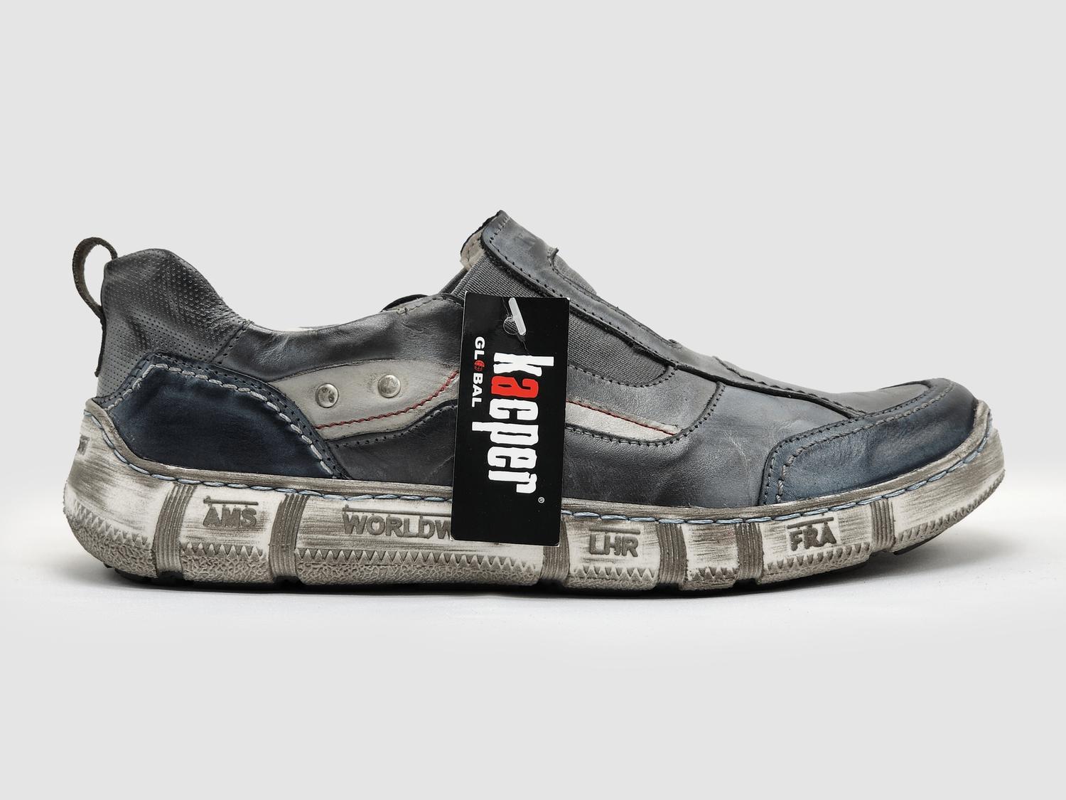 NEW KCR GROUP men\'s comfort slip-on leather shoes in blue/grey Shop KCR Group Online | Sale & New Season | Lyst main image 2