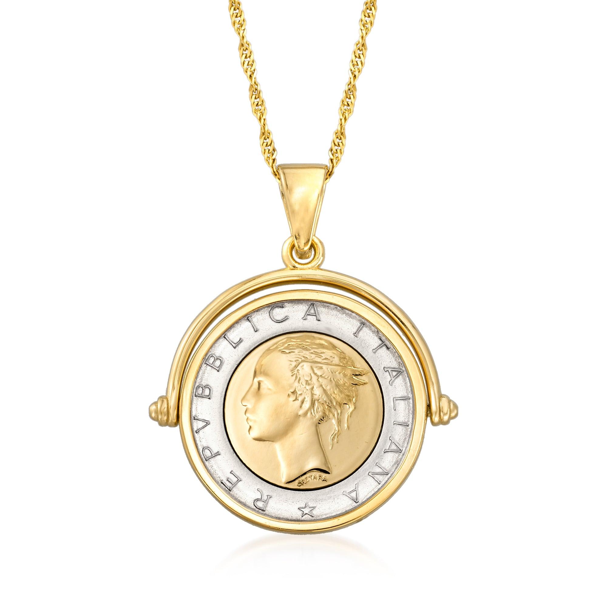 Ross-Simons Genuine Lira Coin Necklace 