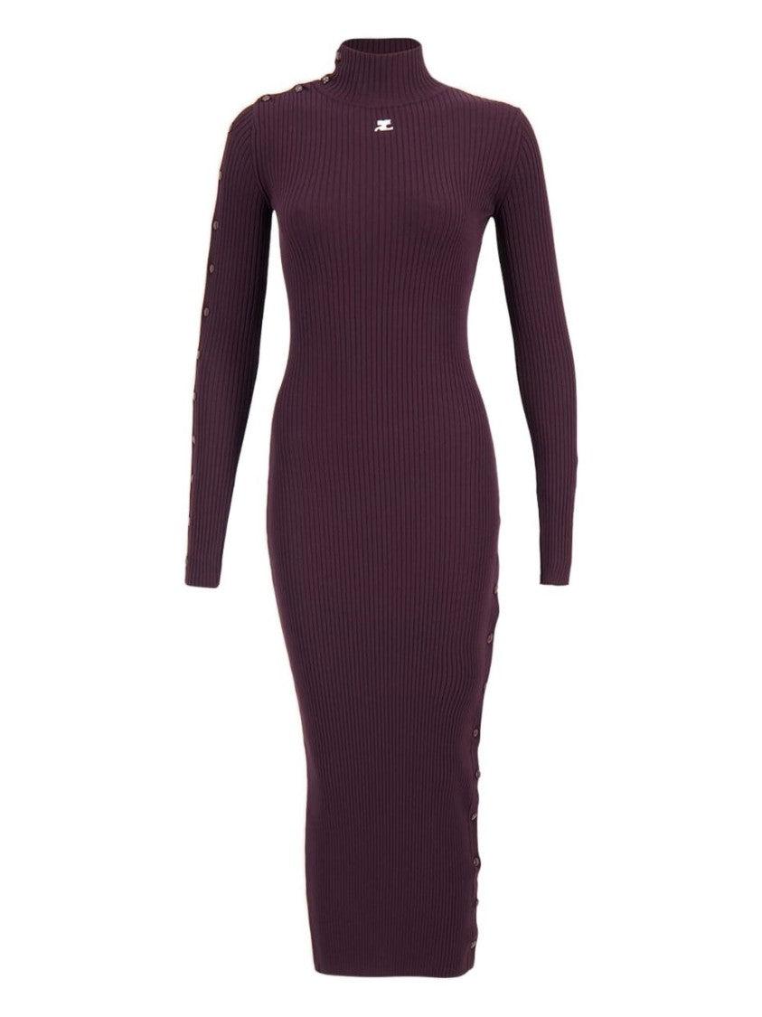 rib knit pointy dress in ultra violet by courrges Buy Courrges Rib Knit Pointy Dress 'Ultra Violet' - 222MRO088FI00016011