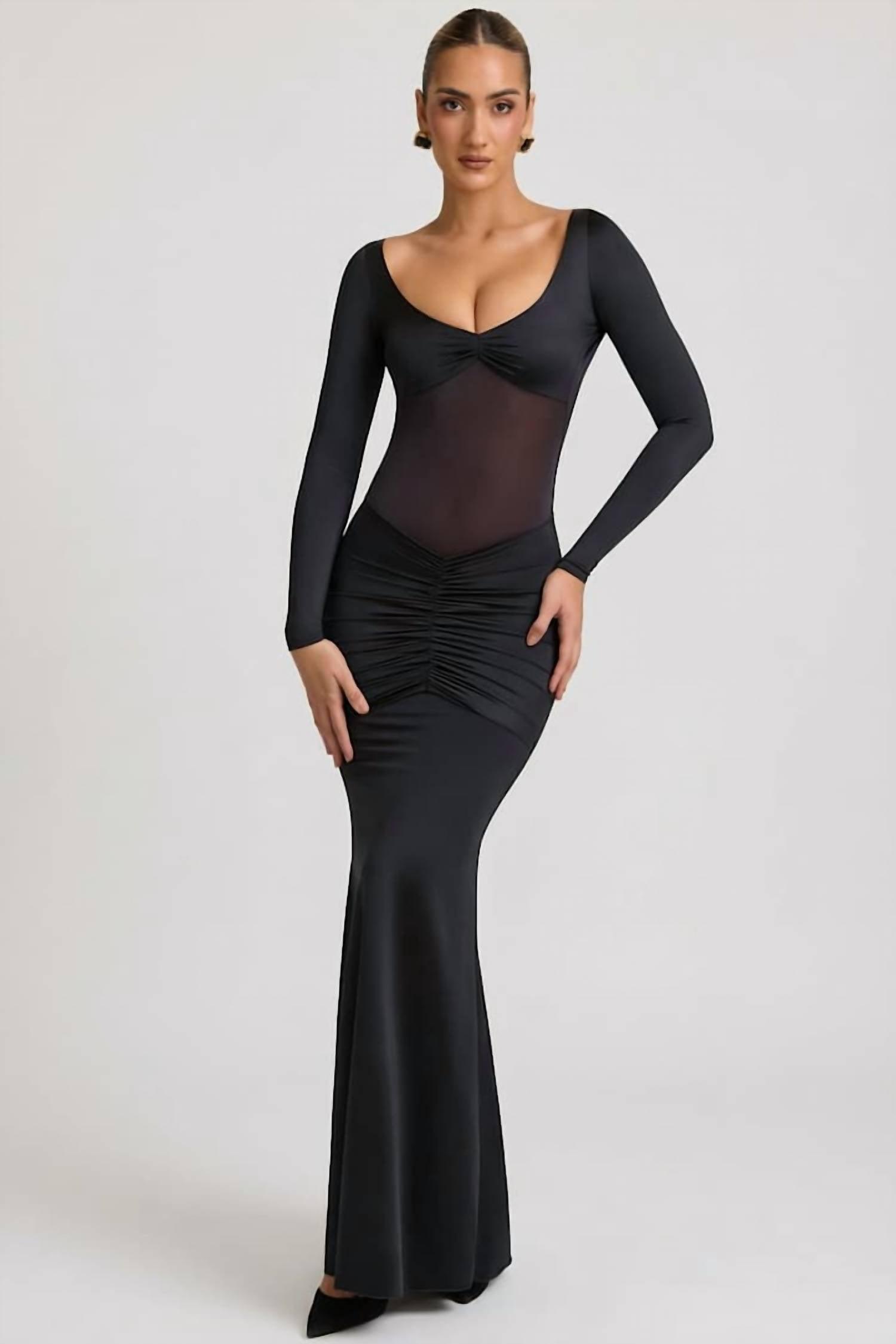 oh polly midi dress long sleeve Modal Open-Back Bodycon Mini Dress in Black - L