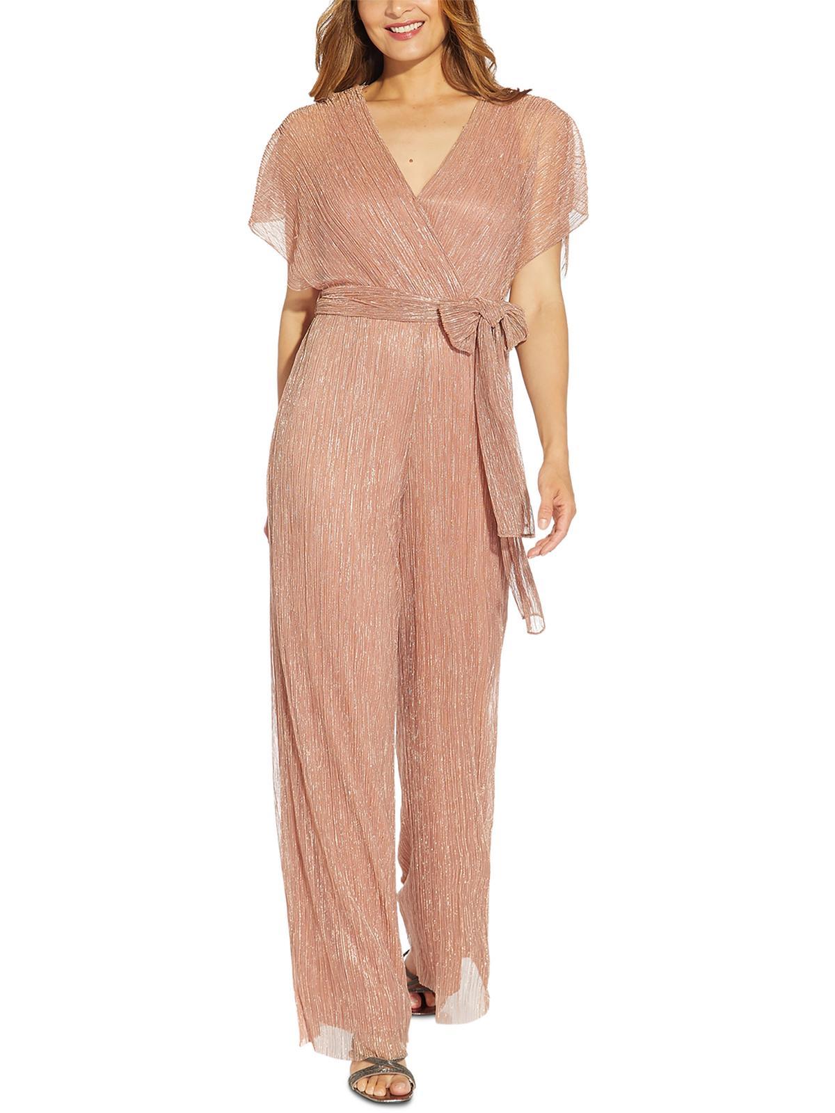 Adrianna Papell Mesh Metallic Jumpsuit Lyst