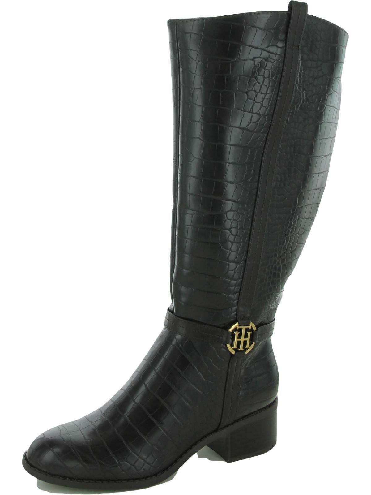 Tommy Hilfiger Diwan Wide Calf Faux Leather Knee-high Boots in Black | Lyst