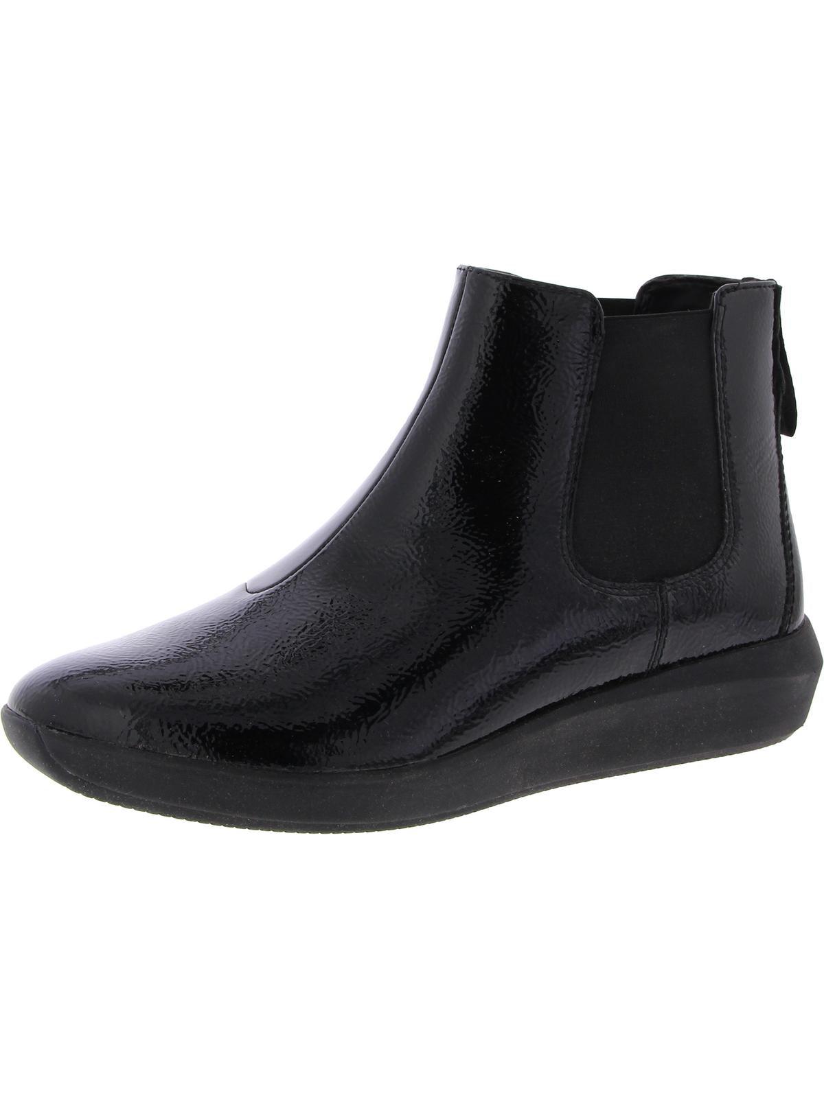 Clarks Tawnia Mid Patent Pull On Ankle Boots in Black Lyst